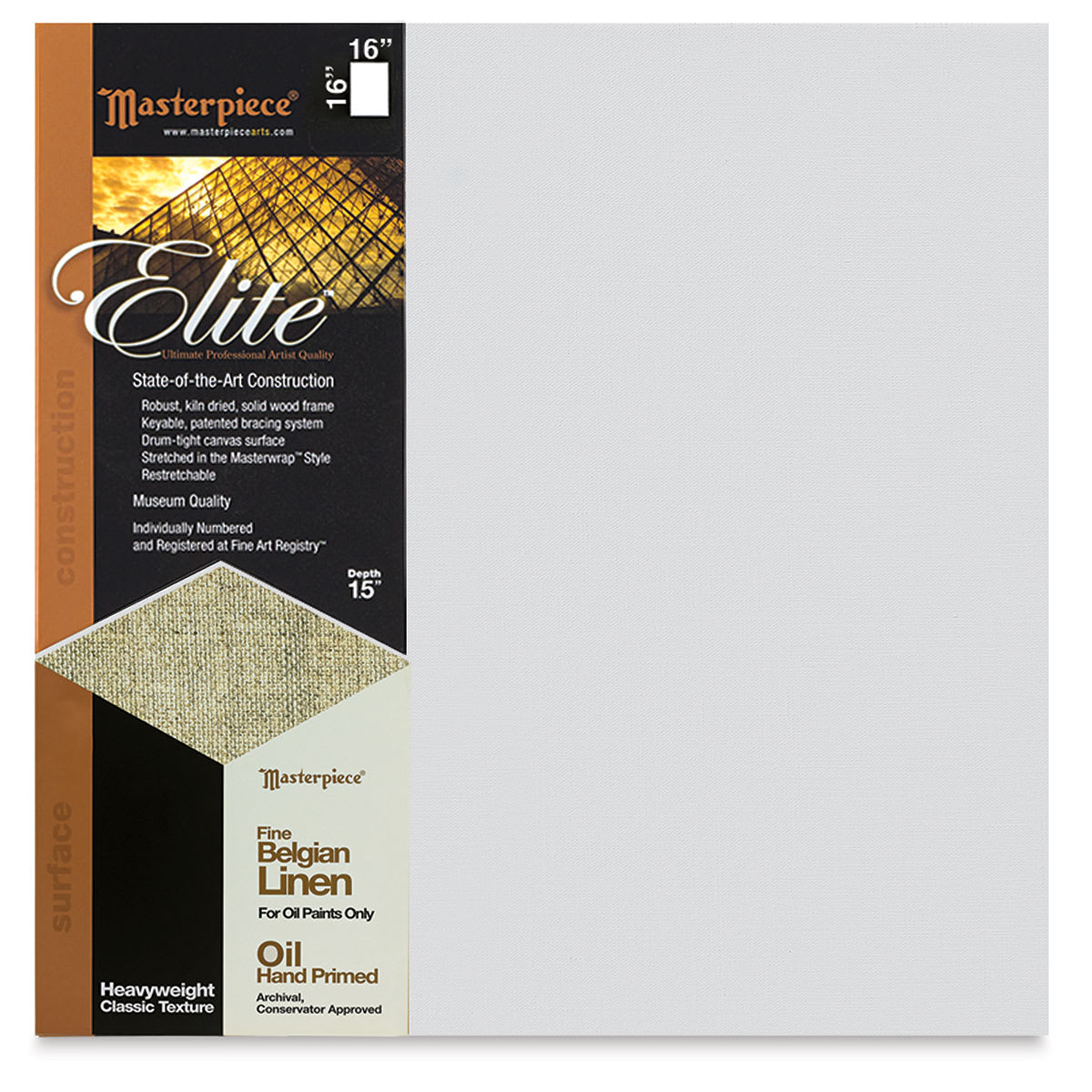 Masterpiece Elite Heavyweight Canvas - 16" x 16", Oil Primed