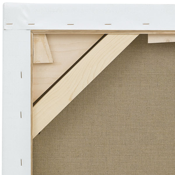 Masterpiece Elite Portrait Smooth Linen Canvas -closeup of back corner showing supports Masterpiece Elite Portrait Smooth Linen Canvas -closeup of back corner showing supports