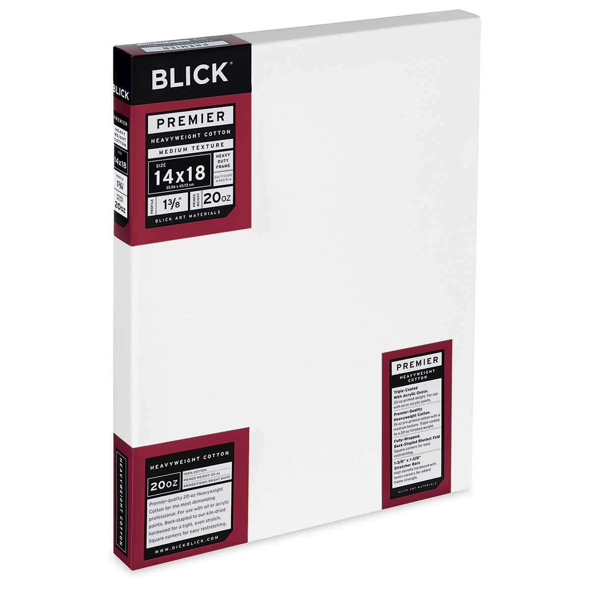 Blick Premier Heavyweight Stretched Cotton Canvas - 14" x 18", 1-3/8" Profile side view