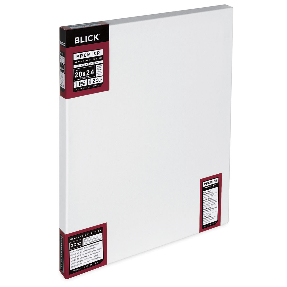 Blick Premier Heavyweight Stretched Cotton Canvas - 20" x 24", 1-3/8" Profile side view