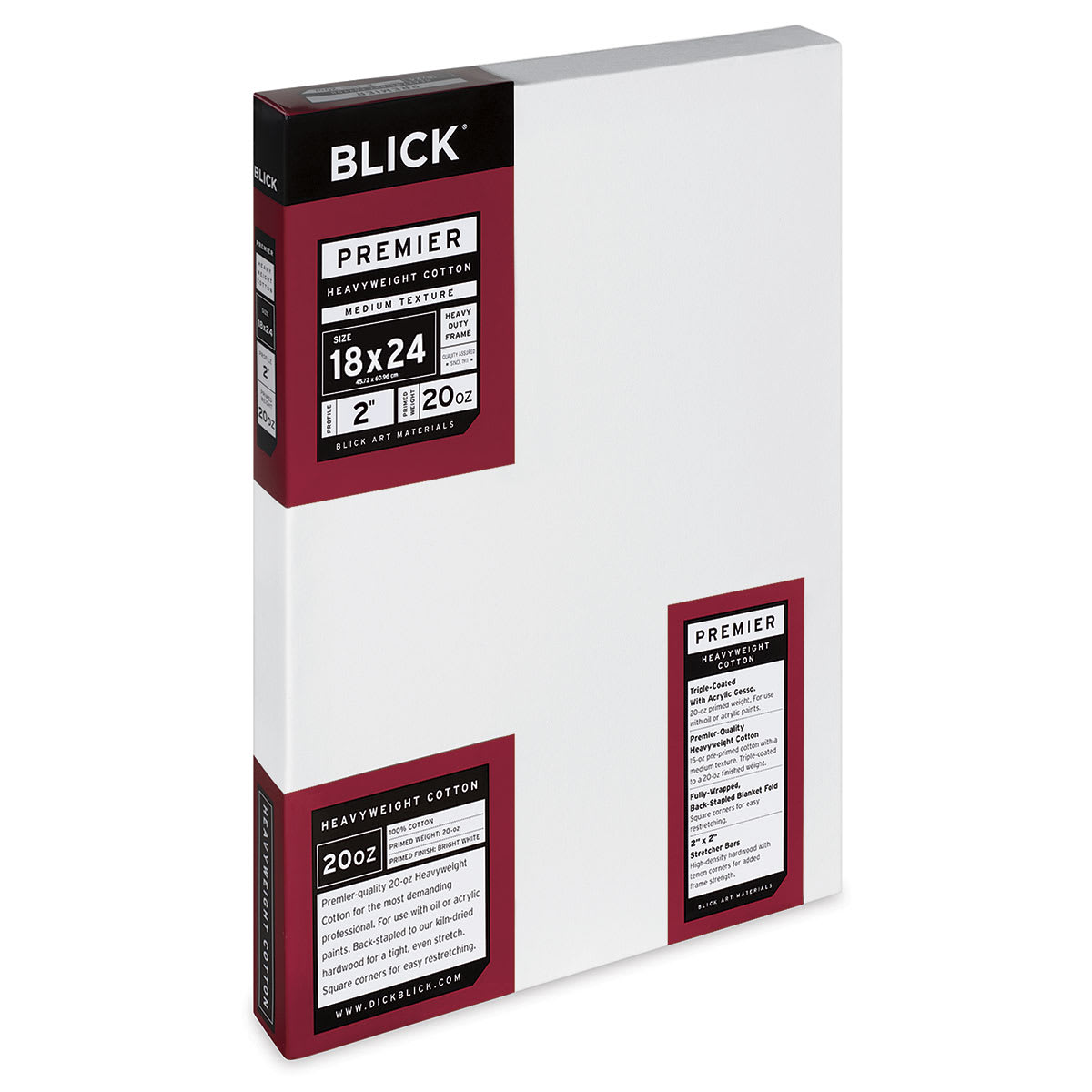 Blick Premier Heavyweight Stretched Cotton Canvas - 18" x 24", 2" Profile side view