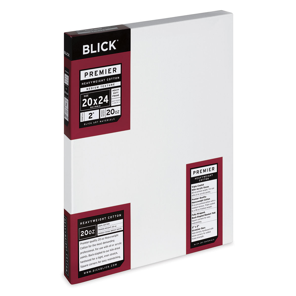 Blick Premier Heavyweight Stretched Cotton Canvas - 20" x 24", 2" Profile side view Blick Premier Heavyweight Stretched Cotton Canvas - 20" x 24", 2" Profile side view