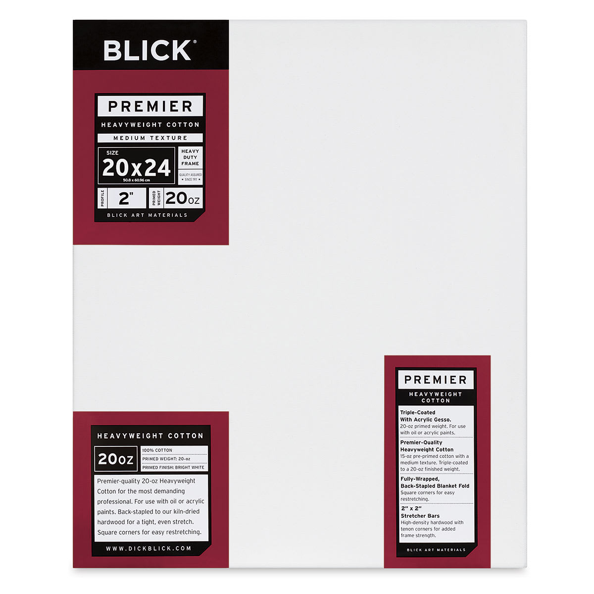Blick Premier Heavyweight Stretched Cotton Canvas - 20" x 24", 2" Profile Blick Premier Heavyweight Stretched Cotton Canvas - 20" x 24", 2" Profile