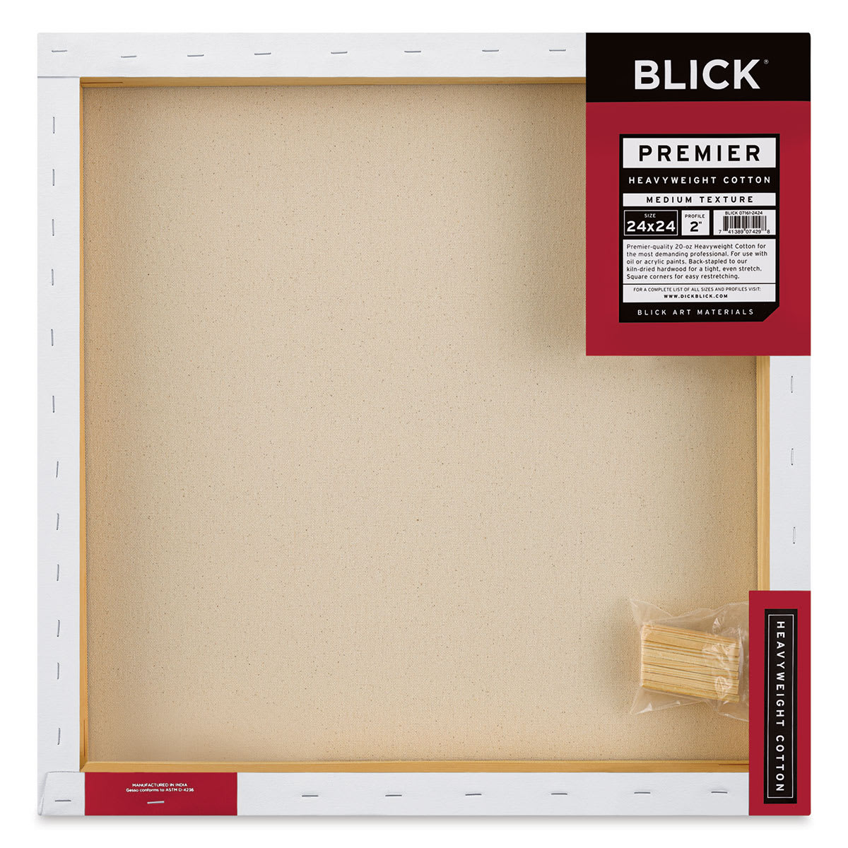 Blick Premier Heavyweight Stretched Cotton Canvas - 24" x 24", 2" Profile back