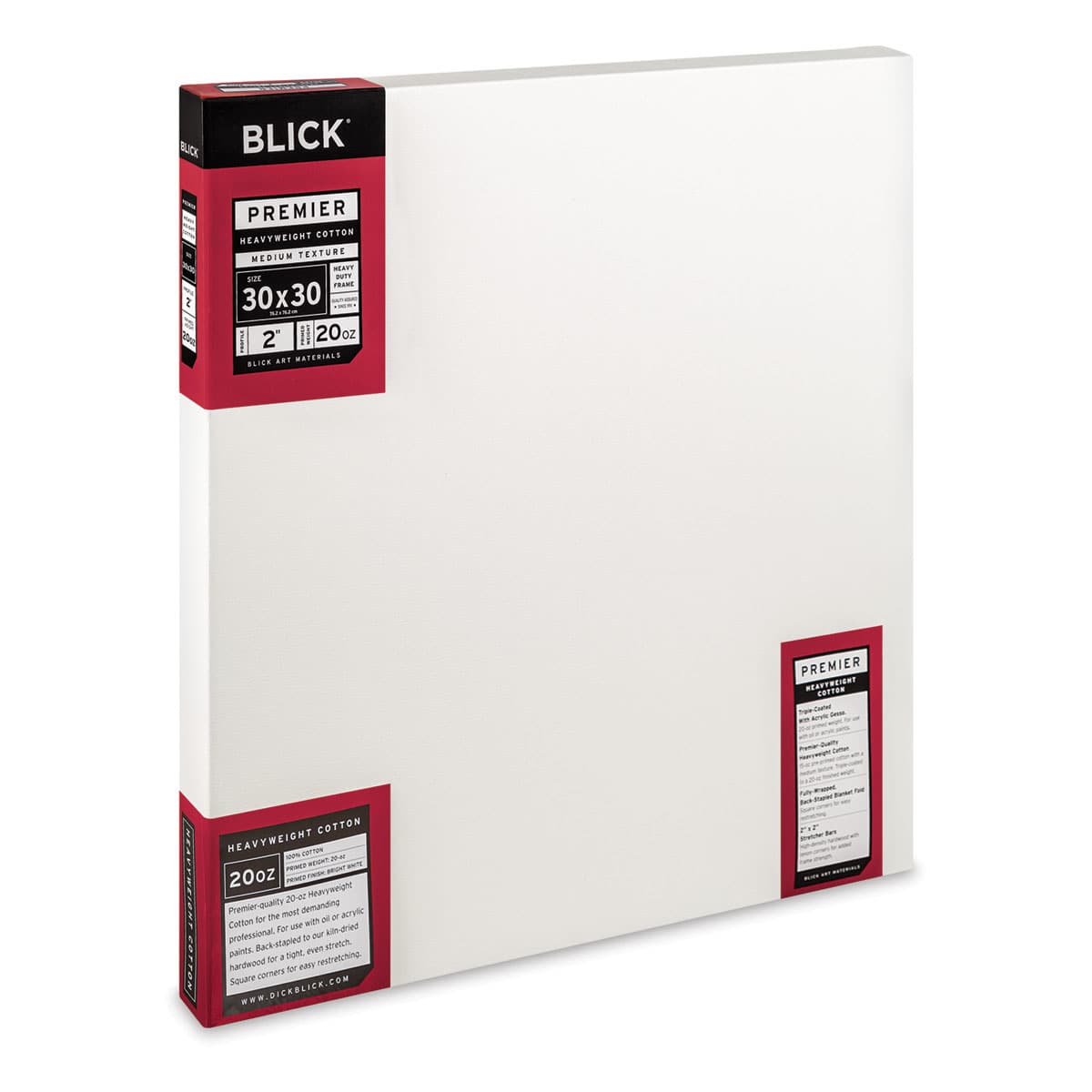 Blick Premier Heavyweight Stretched Cotton Canvas - 30" x 30", 2" Profile side view