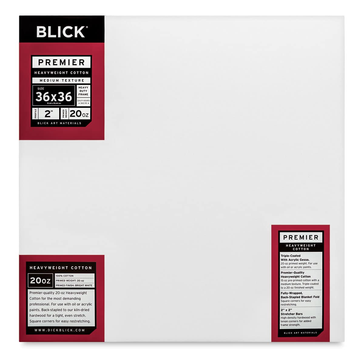 Blick Premier Heavyweight Stretched Cotton Canvas - 36" x 36", 2" Profile