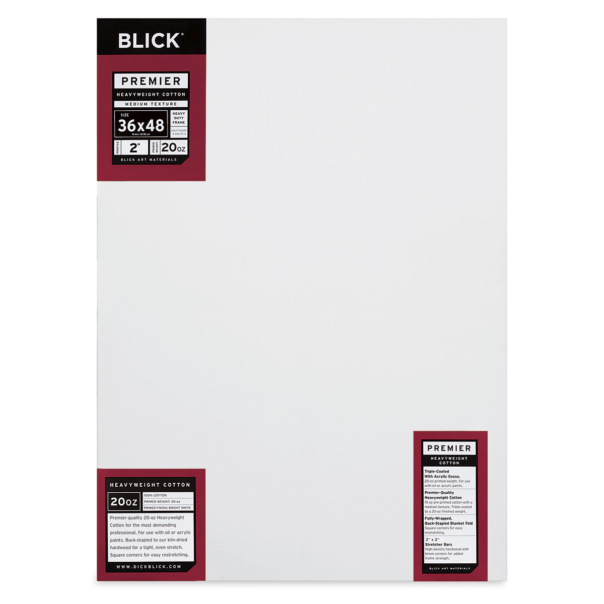 Blick Premier Heavyweight Stretched Cotton Canvas - 36" x 48", 2" Profile