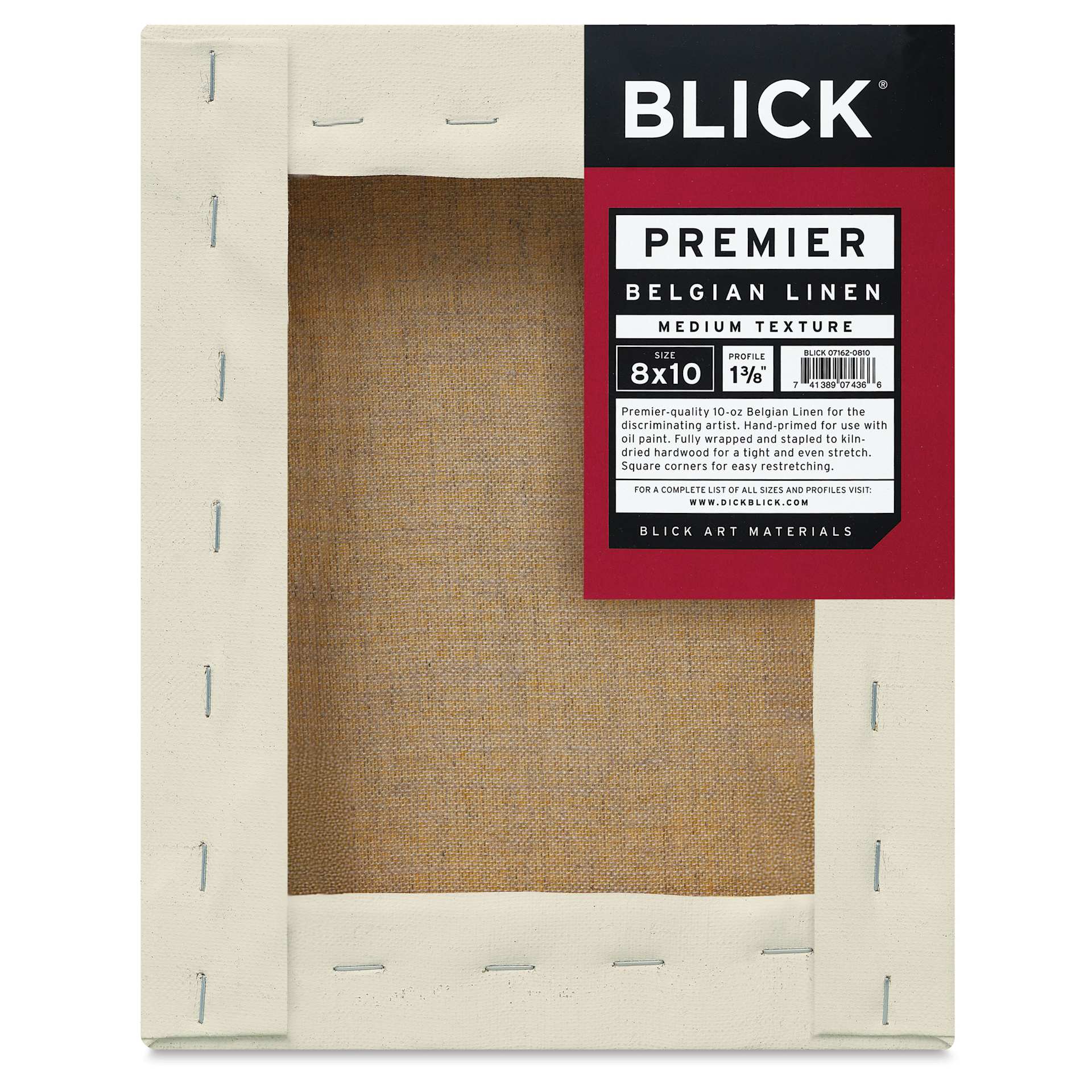 Blick Premier Belgian Linen - 8" x 10", Oil-Primed, 1-3/8" Profile, back with packaging
