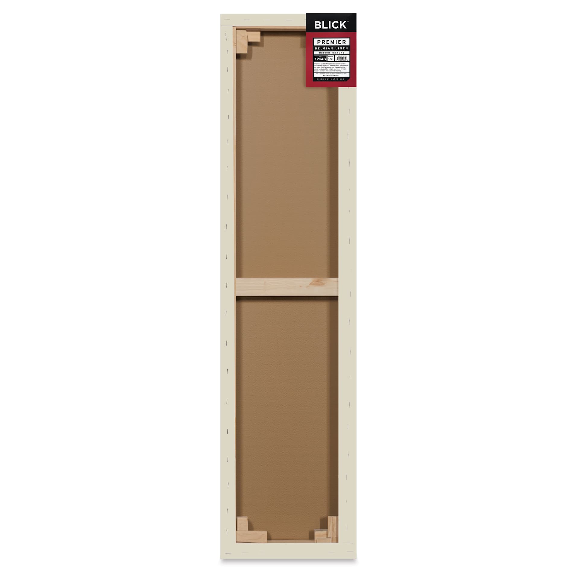 Blick Premier Belgian Linen - 12" x 48", Oil-Primed, 1-3/8" Profile, back with packaging