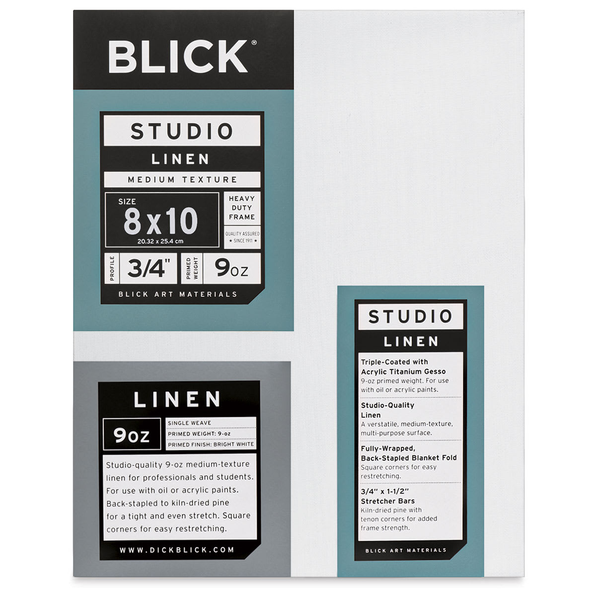 Blick Studio Linen Stretched Canvas - 8" x 10", Traditional 3/4" Profile Blick Studio Linen Stretched Canvas - 8" x 10", Traditional 3/4" Profile