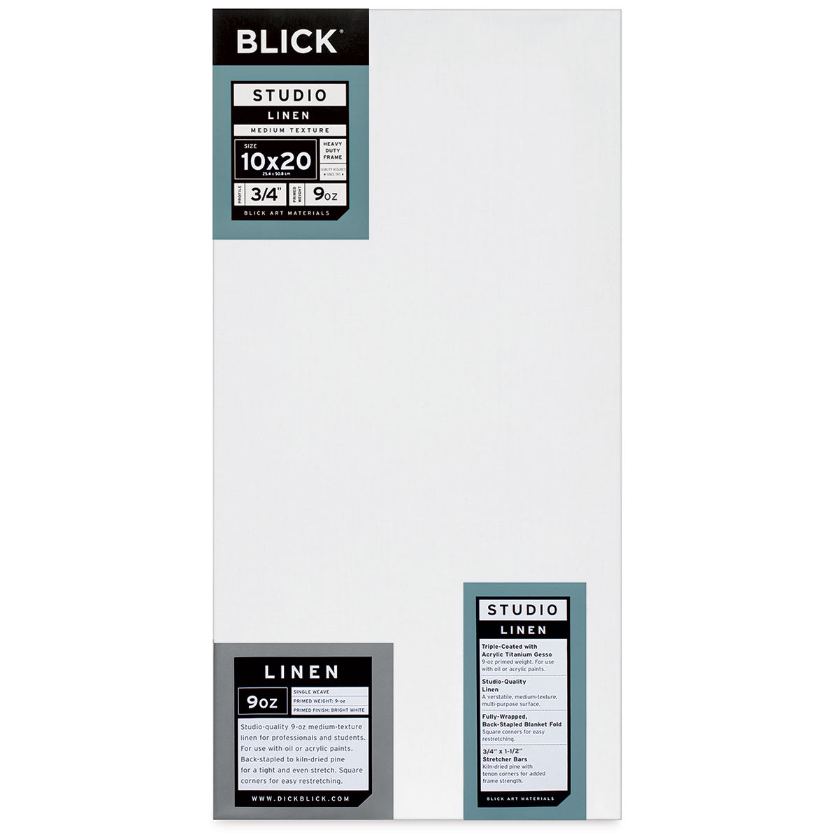 Blick Studio Linen Stretched Canvas - 10" x 20", Traditional 3/4" Profile