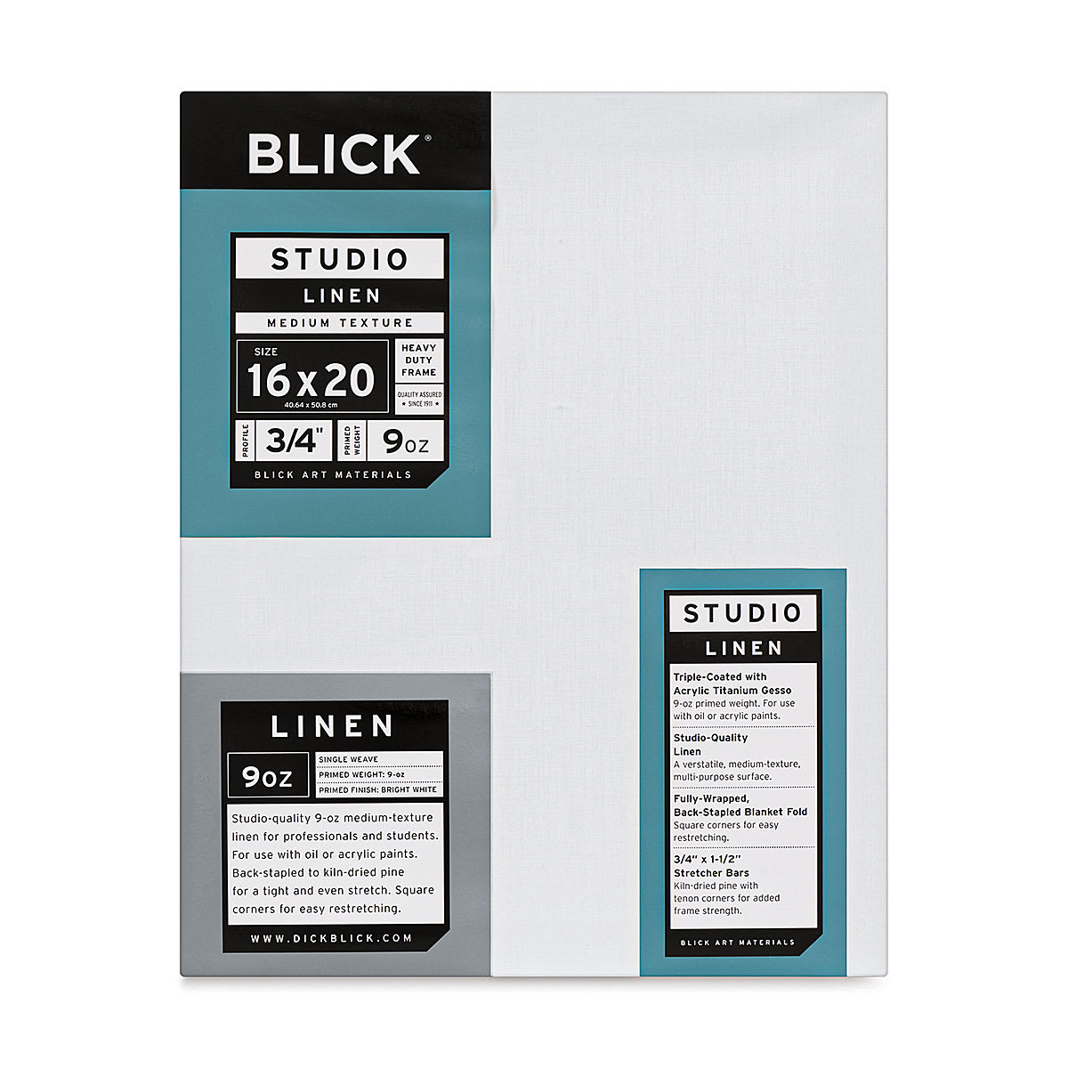 Blick Studio Linen Stretched Canvas - 16" x 20", Traditional 3/4" Profile Blick Studio Linen Stretched Canvas - 16" x 20", Traditional 3/4" Profile