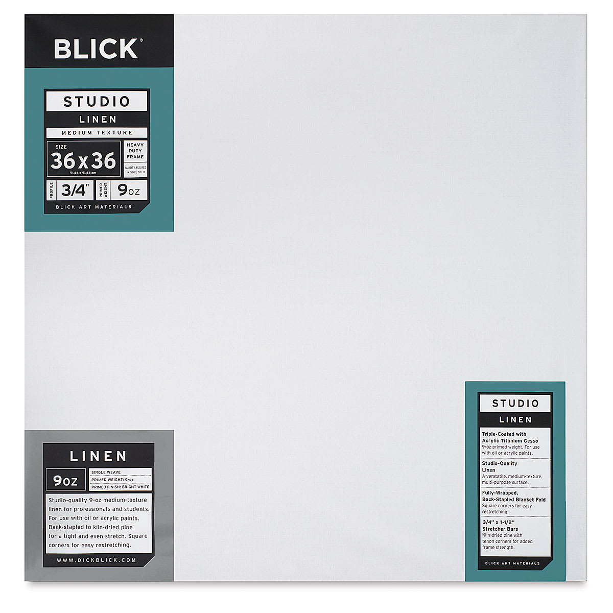 Blick Studio Linen Stretched Canvas - 36" x 36", Traditional 3/4" Profile