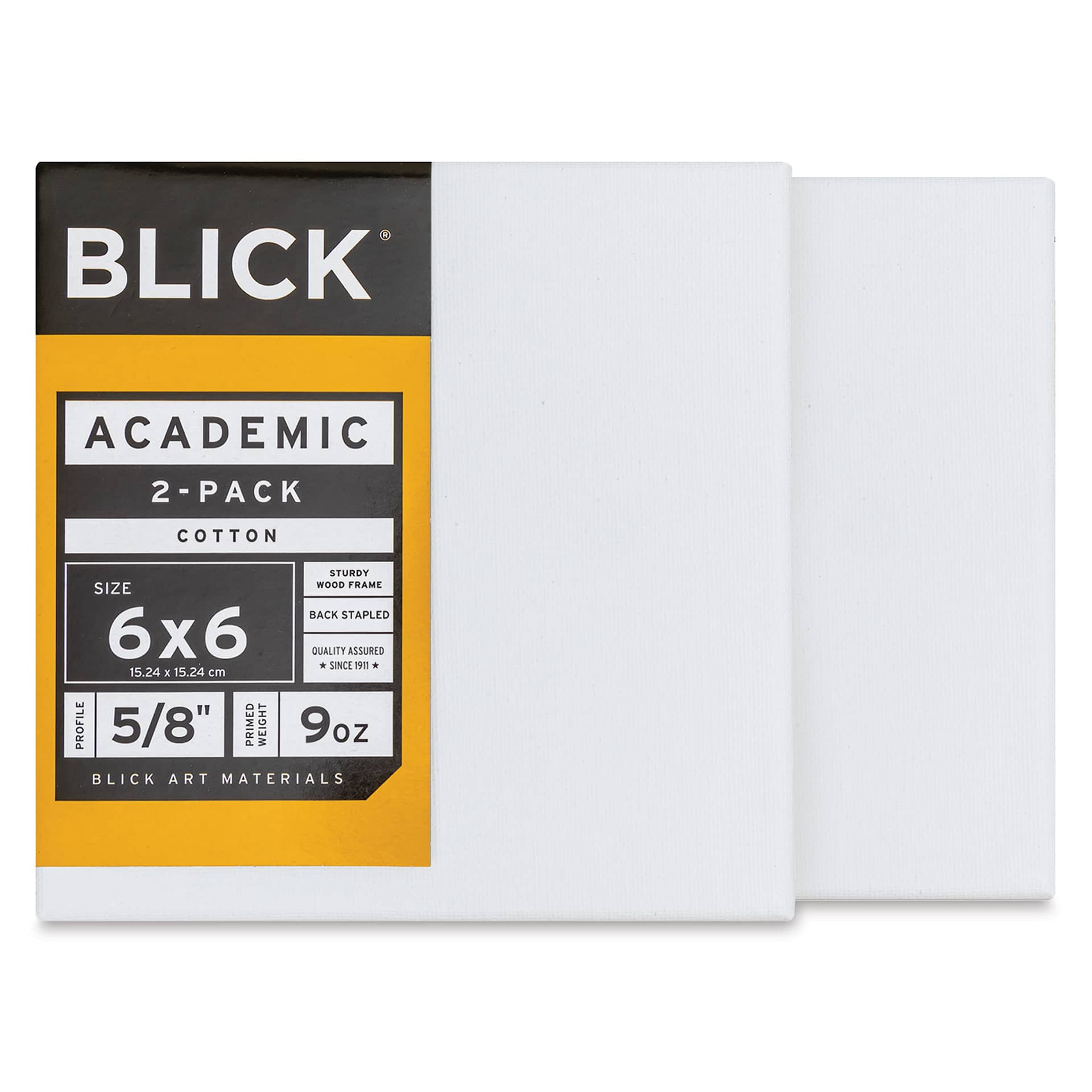 Blick Academic Cotton Stretched Canvas Pack - 6" x 6", Pkg of 2
