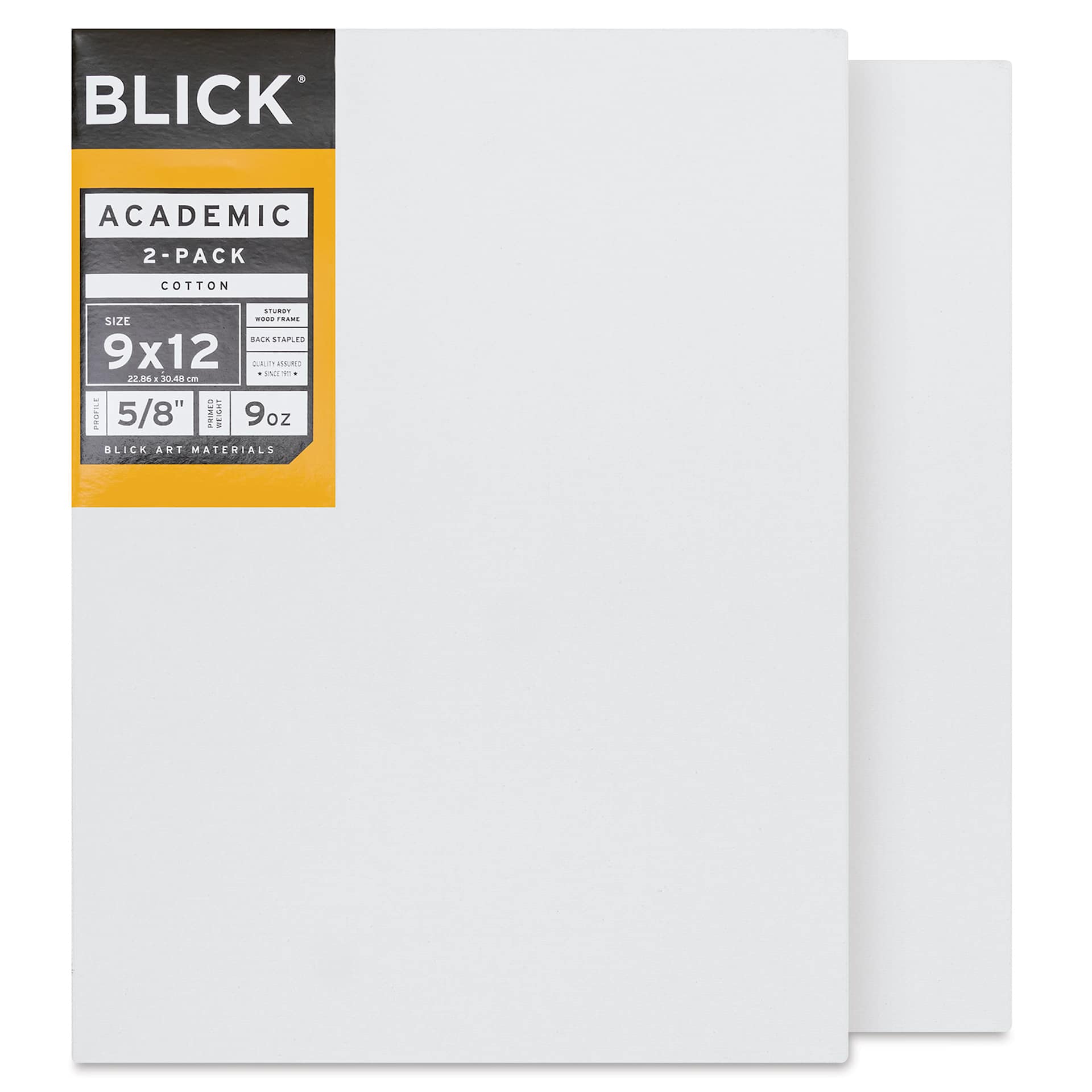 Blick Academic Cotton Stretched Canvas Pack - 9" x 12", Pkg of 2