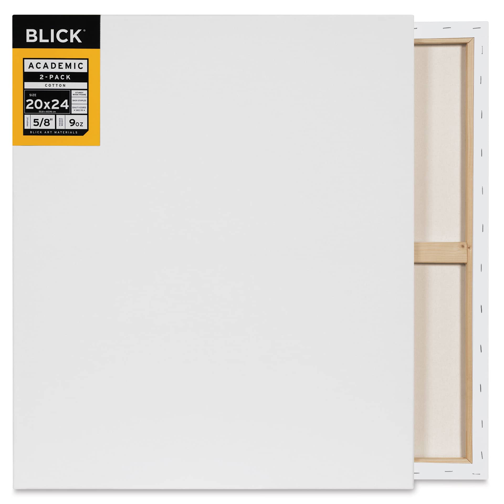 Blick Academic Cotton Stretched Canvas Pack - 20" x 24", Pkg of 2 front and back