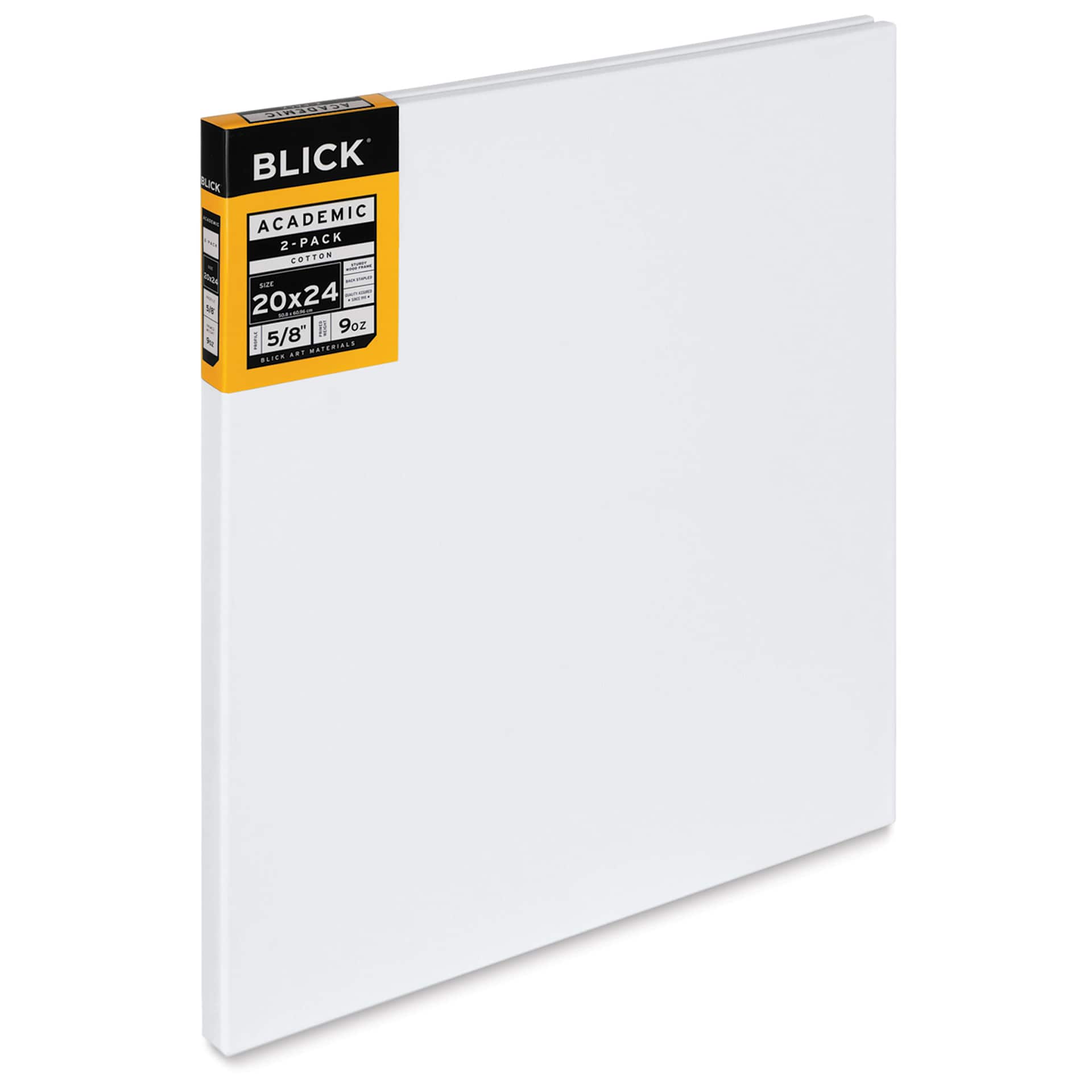 Blick Academic Cotton Stretched Canvas Pack - 20" x 24", Pkg of 2 side view