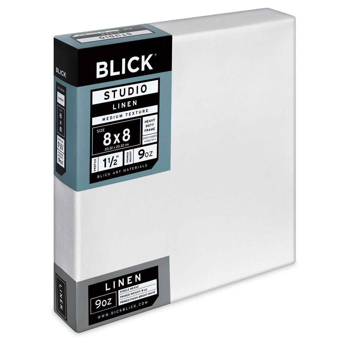 Blick Studio Linen Stretched Canvas - 8" x 8", Gallery 1-1/2" Profile (side view)