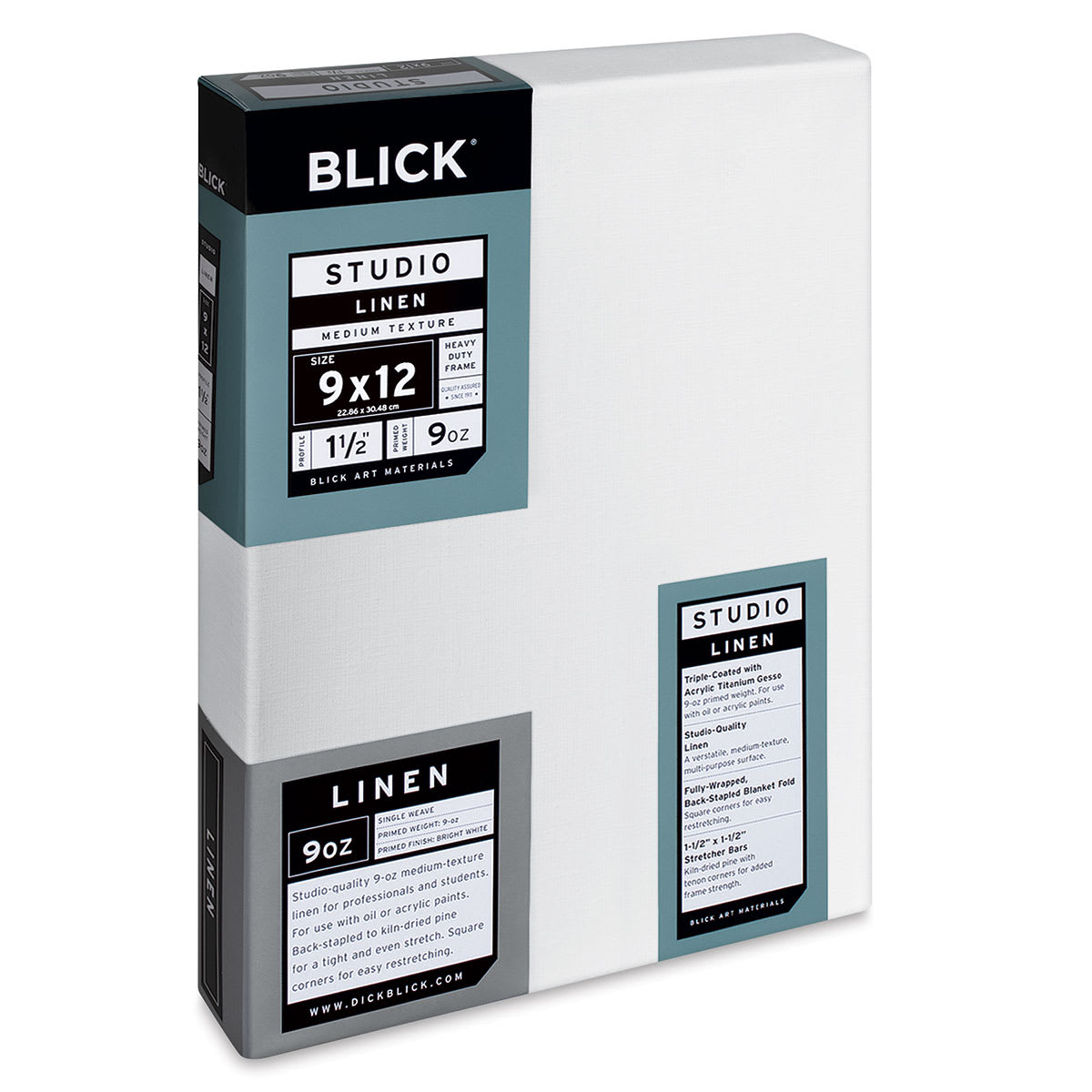 Blick Studio Linen Stretched Canvas - 9" x 12", Gallery 1-1/2" Profile (side view)