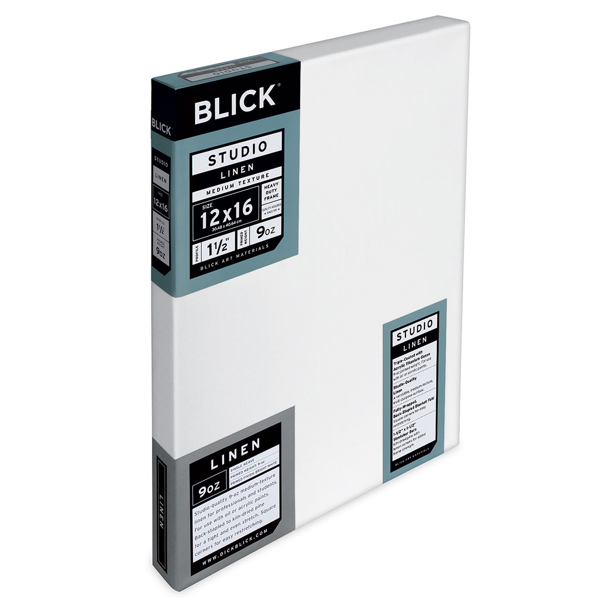 Blick Studio Linen Stretched Canvas - 12" x 16", Gallery 1-1/2" Profile (side view) Blick Studio Linen Stretched Canvas - 12" x 16", Gallery 1-1/2" Profile (side view)