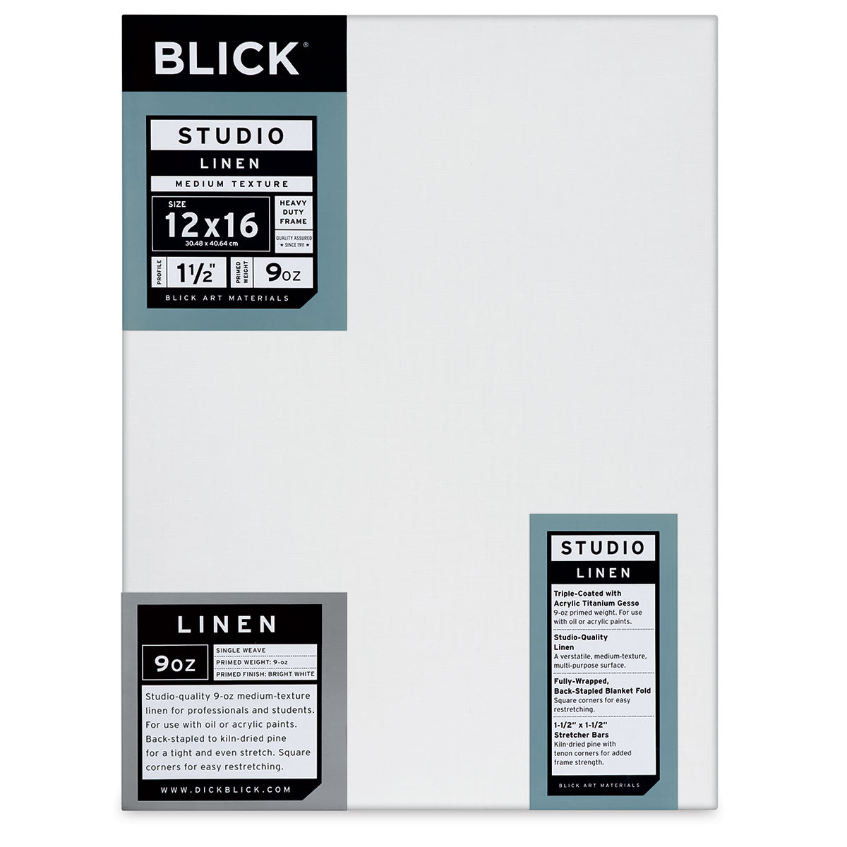 Blick Studio Linen Stretched Canvas - 12" x 16", Gallery 1-1/2" Profile Blick Studio Linen Stretched Canvas - 12" x 16", Gallery 1-1/2" Profile