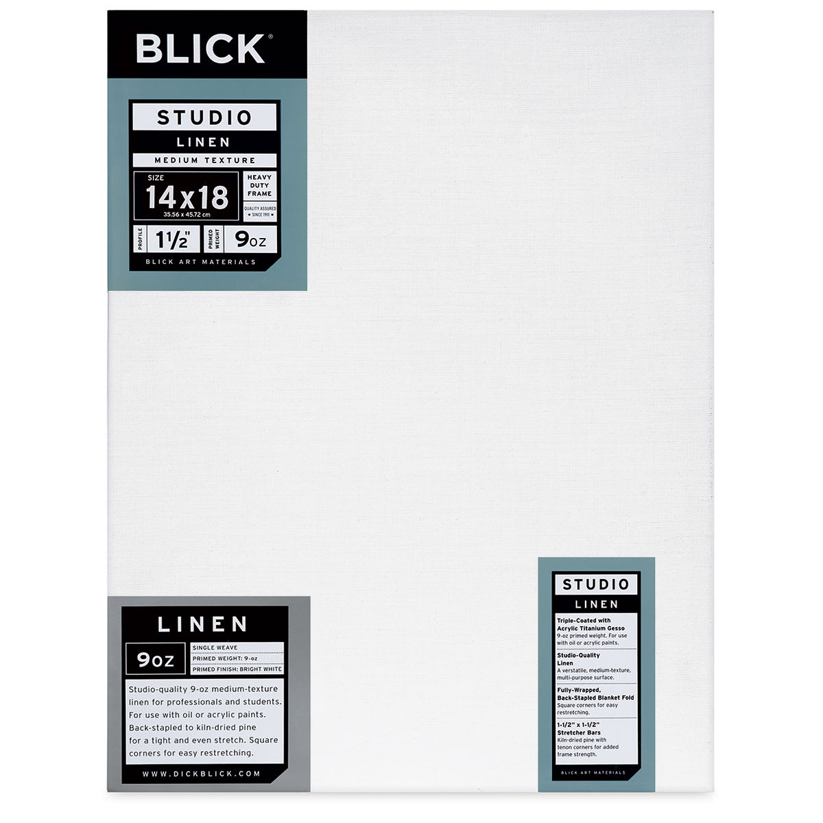 Blick Studio Linen Stretched Canvas - 14" x 18", Gallery 1-1/2" Profile Blick Studio Linen Stretched Canvas - 14" x 18", Gallery 1-1/2" Profile