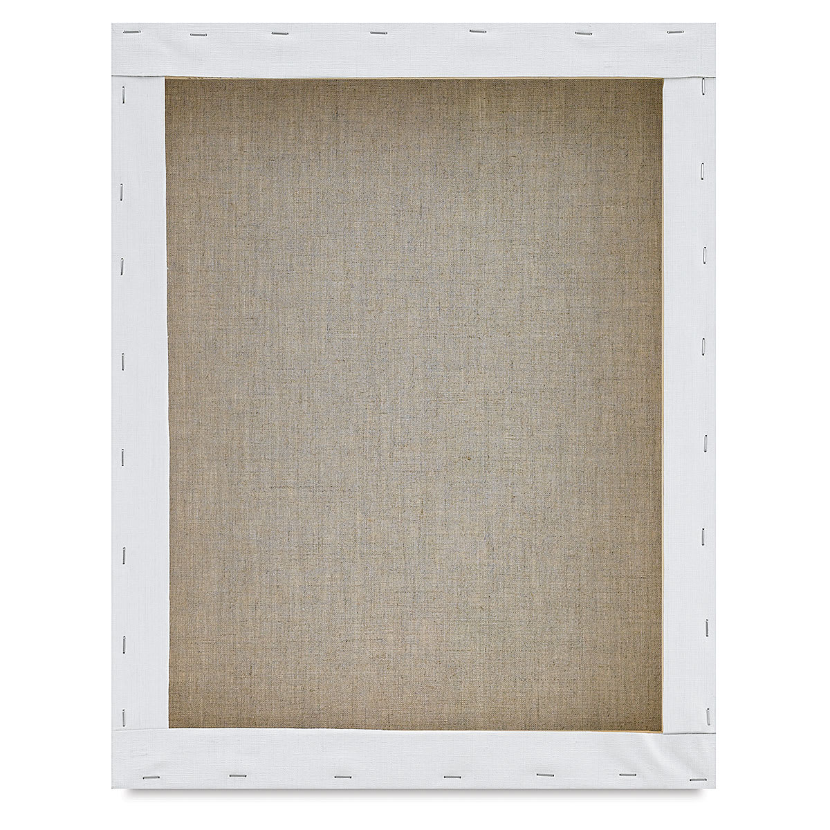 Blick Studio Linen Stretched Canvas - Back of 1-1/2" Profile canvas showing back stapling Blick Studio Linen Stretched Canvas - Back of 1-1/2" Profile canvas showing back stapling