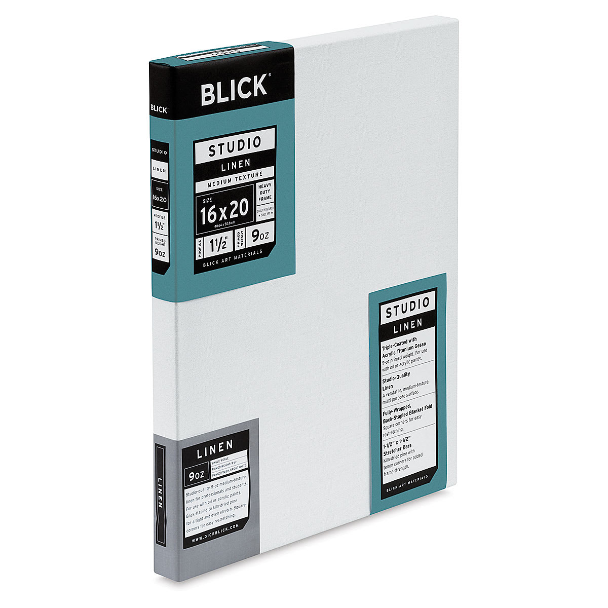 Blick Studio Linen Stretched Canvas - 16" x 20", Gallery 1-1/2" Profile (side view) Blick Studio Linen Stretched Canvas - 16" x 20", Gallery 1-1/2" Profile (side view)