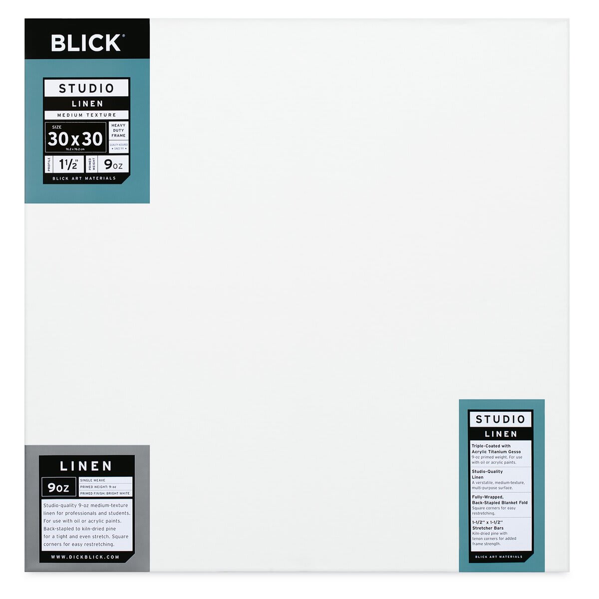 Blick Studio Linen Stretched Canvas - 30" x 30", Gallery 1-1/2" Profile