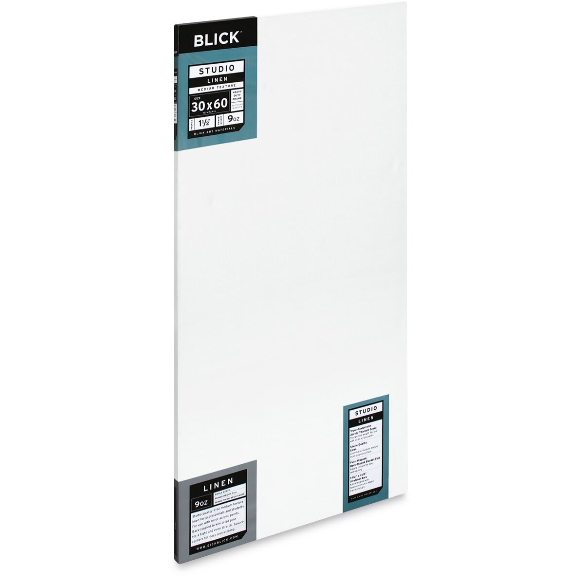 Blick Studio Linen Stretched Canvas - 30" x 60", Gallery 1-1/2" Profile (side view) Blick Studio Linen Stretched Canvas - 30" x 60", Gallery 1-1/2" Profile (side view)
