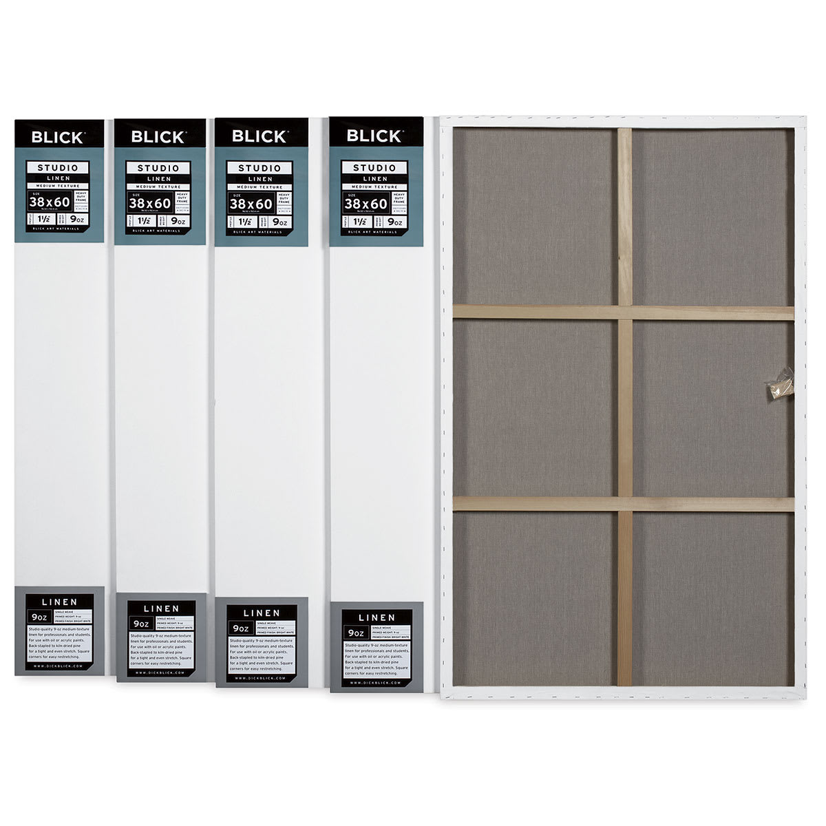 Blick Studio Linen Stretched Canvas - 38" x 60", Gallery 1-1/2" Profile, Pkg of 5 (back)