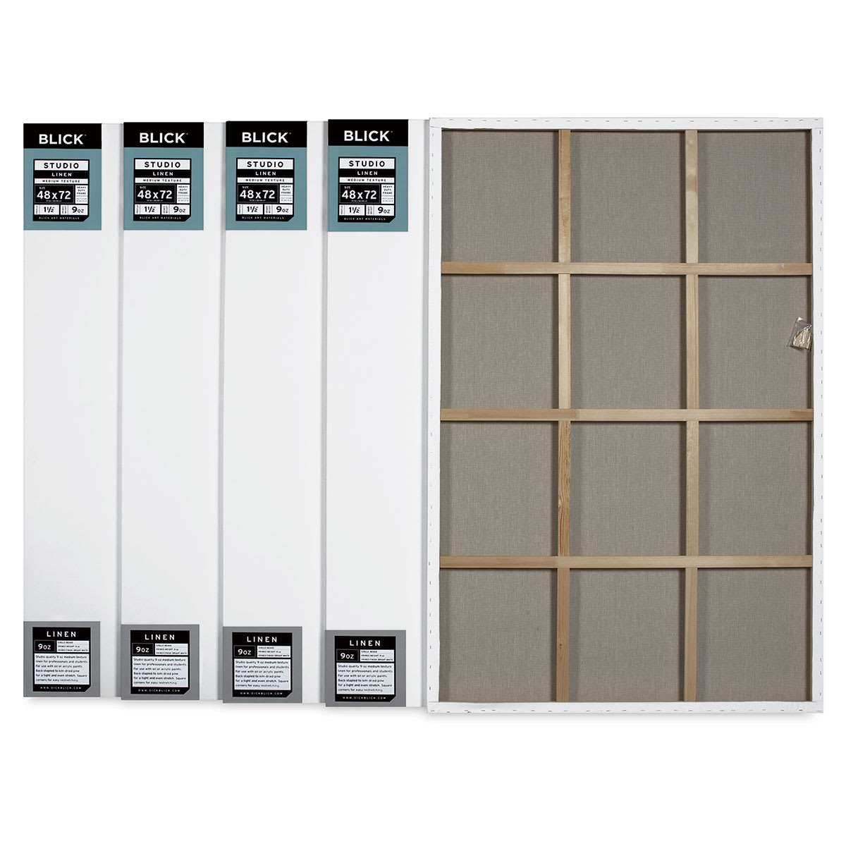 Blick Studio Linen Stretched Canvas - 48" x 72", Gallery 1-1/2" Profile, Pkg of 5 (back)