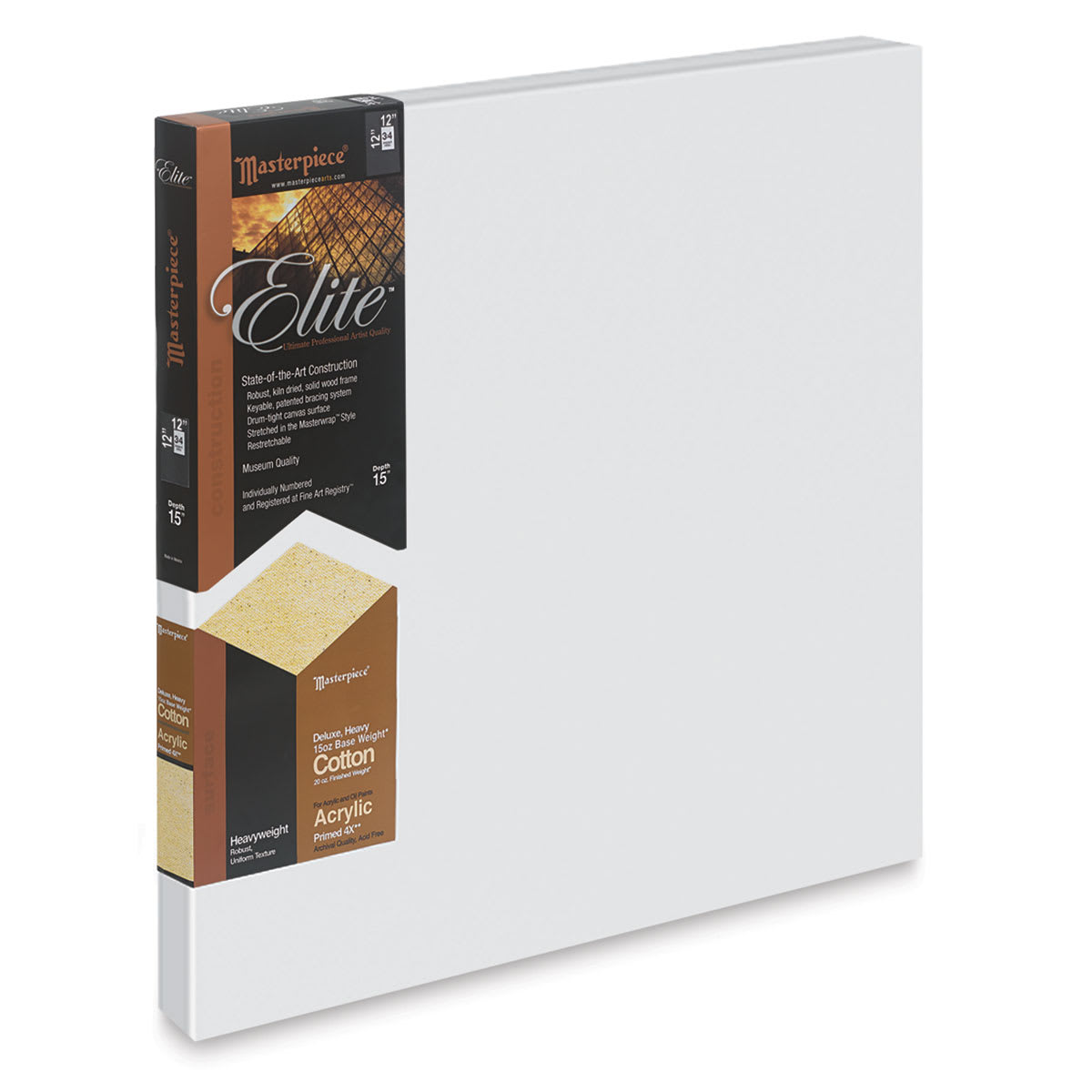 Masterpiece Elite Cotton Canvas - 12" x 12", Acrylic Primed