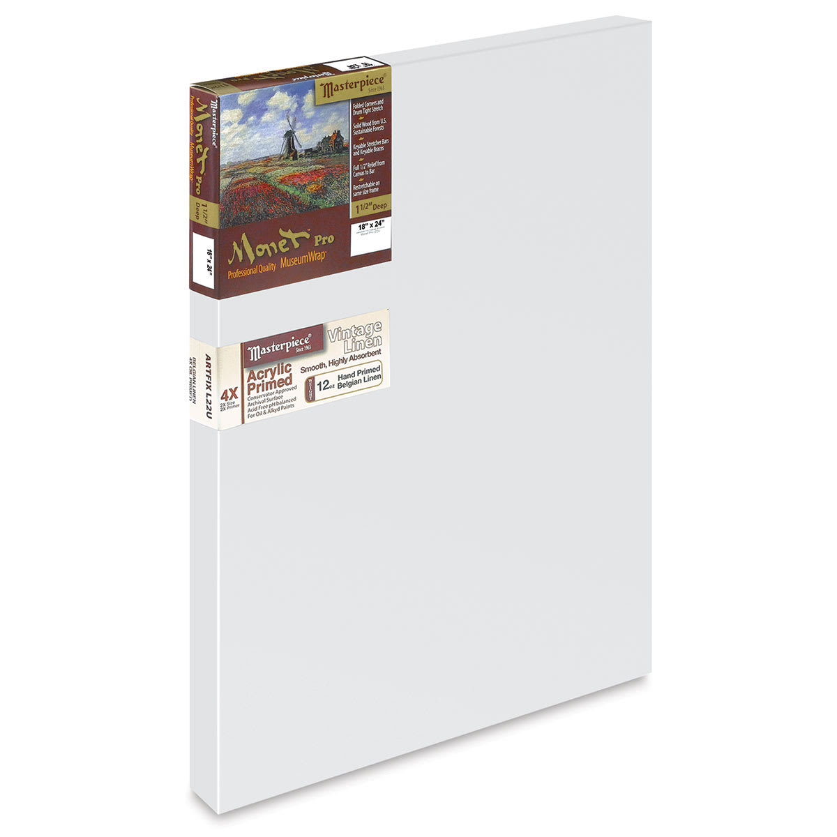 Masterpiece Monet Pro Artfix Linen Canvas - 18" x 24", Acrylic Primed