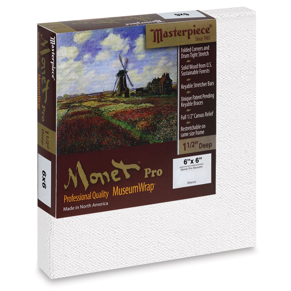 Masterpiece Monet Pro Sausalito Cotton Canvas - 6" x 6", Acrylic-Primed