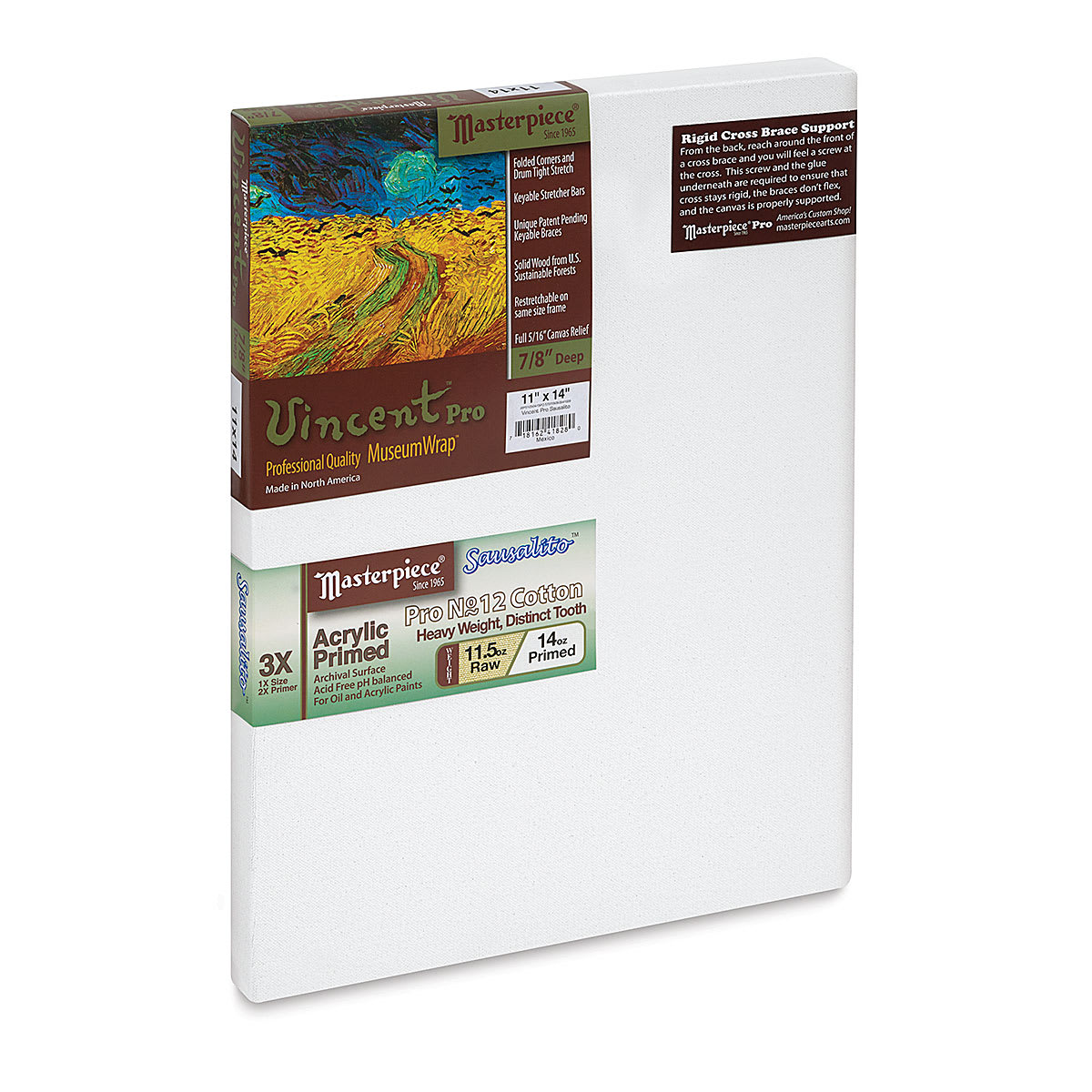 Masterpiece Vincent Pro Sausalito Cotton Canvas - 11" x 14", Acrylic Primed