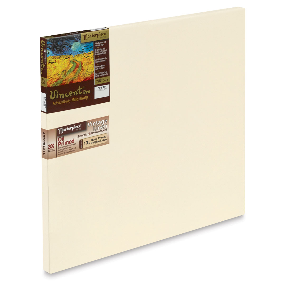 Masterpiece Vincent Pro Artfix Linen Canvas - 20" x 20", Oil Primed Masterpiece Vincent Pro Artfix Linen Canvas - 20" x 20", Oil Primed
