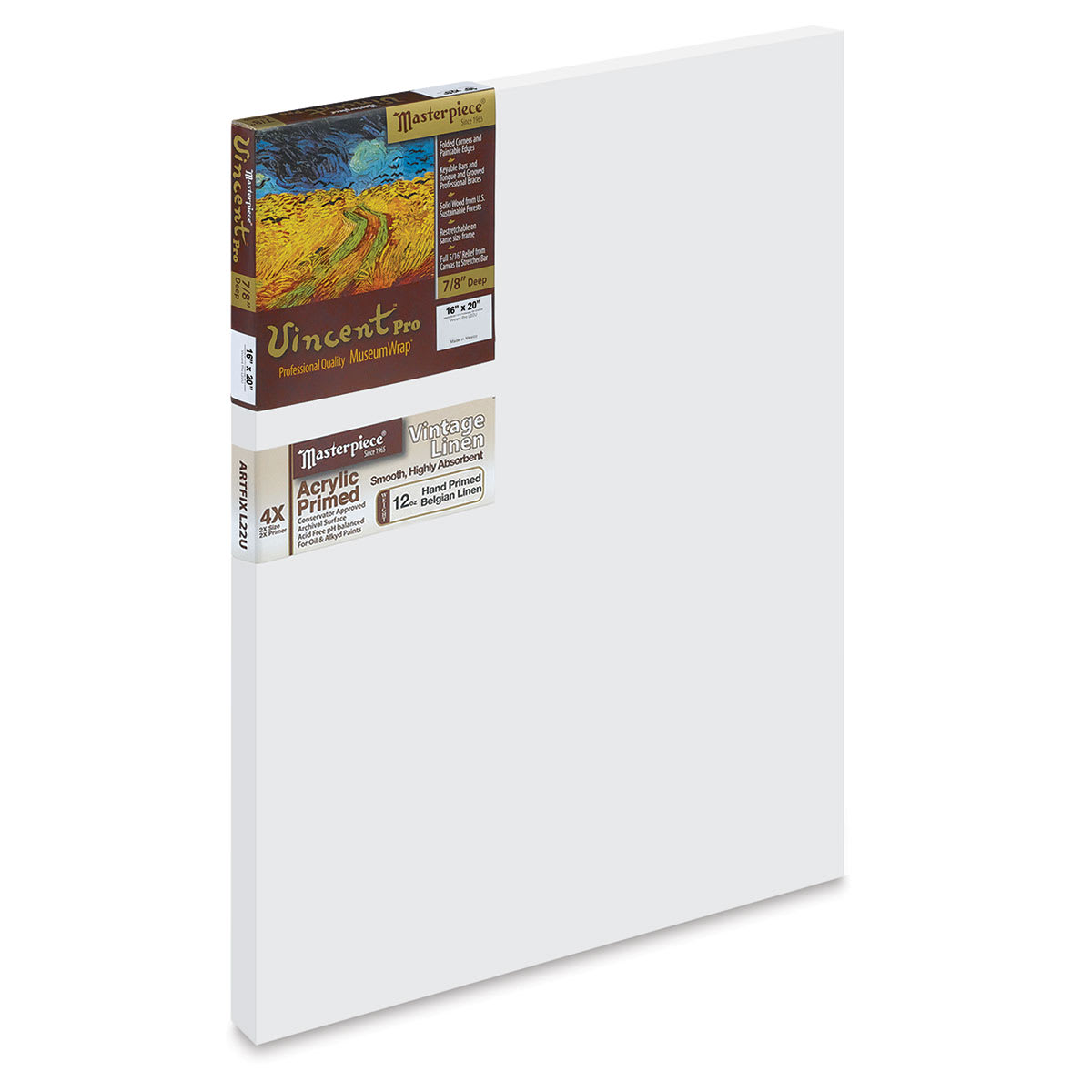 Masterpiece Vincent Pro Artfix Linen Canvas - 16" x 20", Acrylic Primed