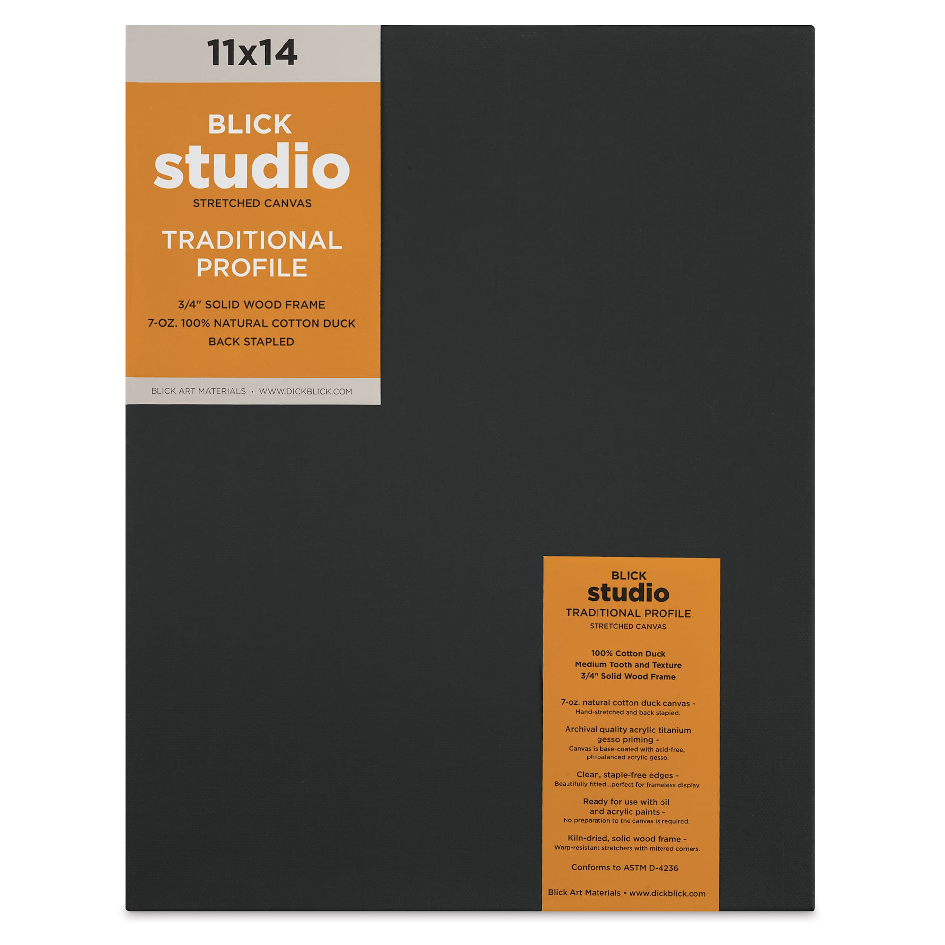 Blick Studio Black Cotton Canvas - 11" x 14", Traditional Profile Blick Studio Black Cotton Canvas - 11" x 14", Traditional Profile