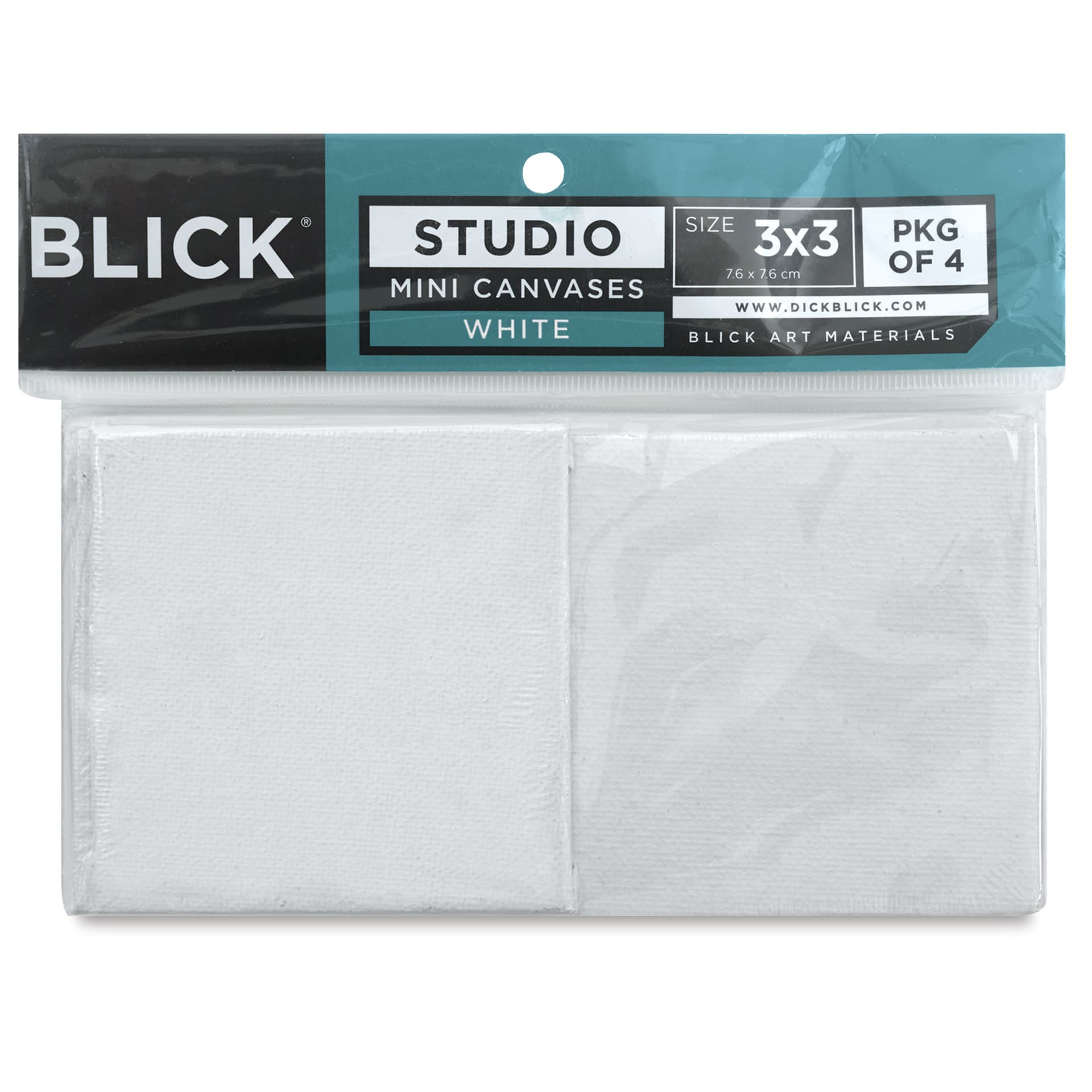 Blick Studio Mini Cotton Canvas - 3" x 3", White, Pkg of 4, in packaging