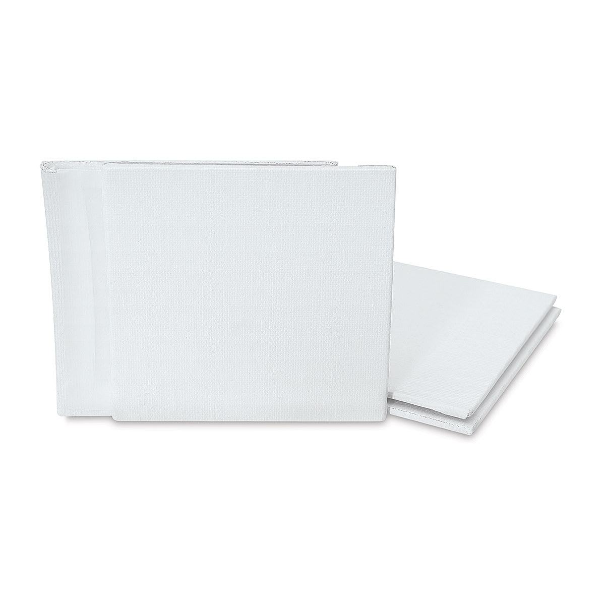 Blick Mini Canvas Panel - Four 4" x 4" White panels shown stacked and upright