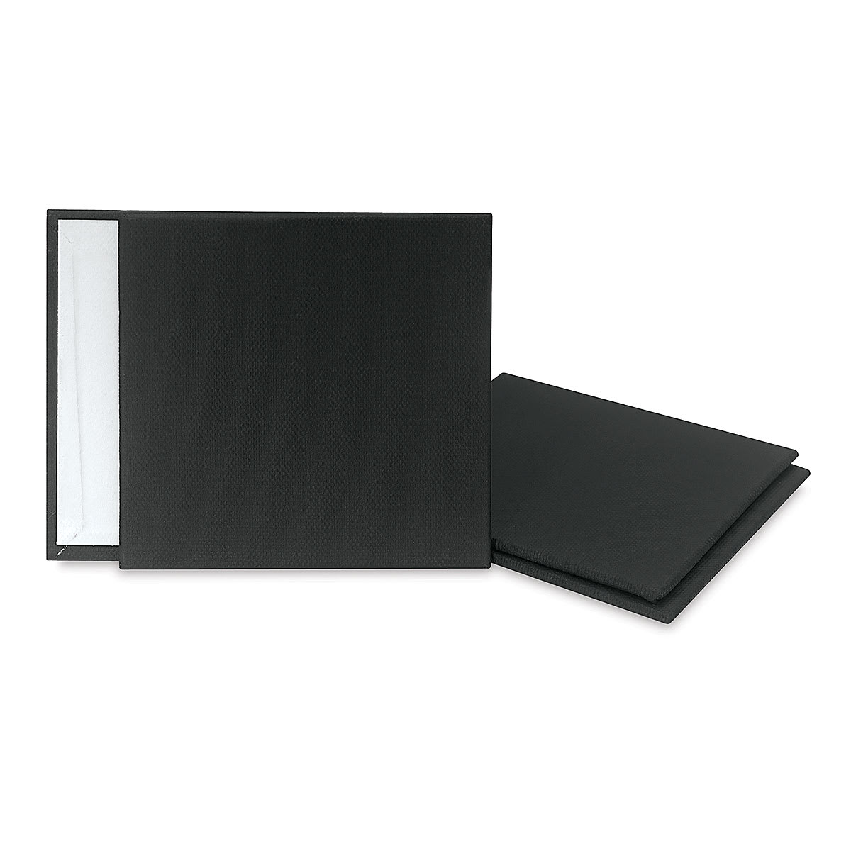 Blick Mini Canvas Panel - Four 4" x 4" Black Canvas panels shown stacked and upright Blick Mini Canvas Panel - Four 4" x 4" Black Canvas panels shown stacked and upright