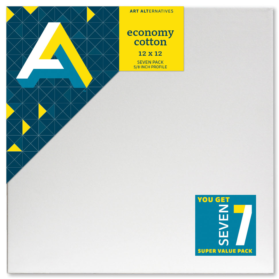 Art Alternatives Super Value Economy Canvas Pack - 12" x 12", Pkg of 7