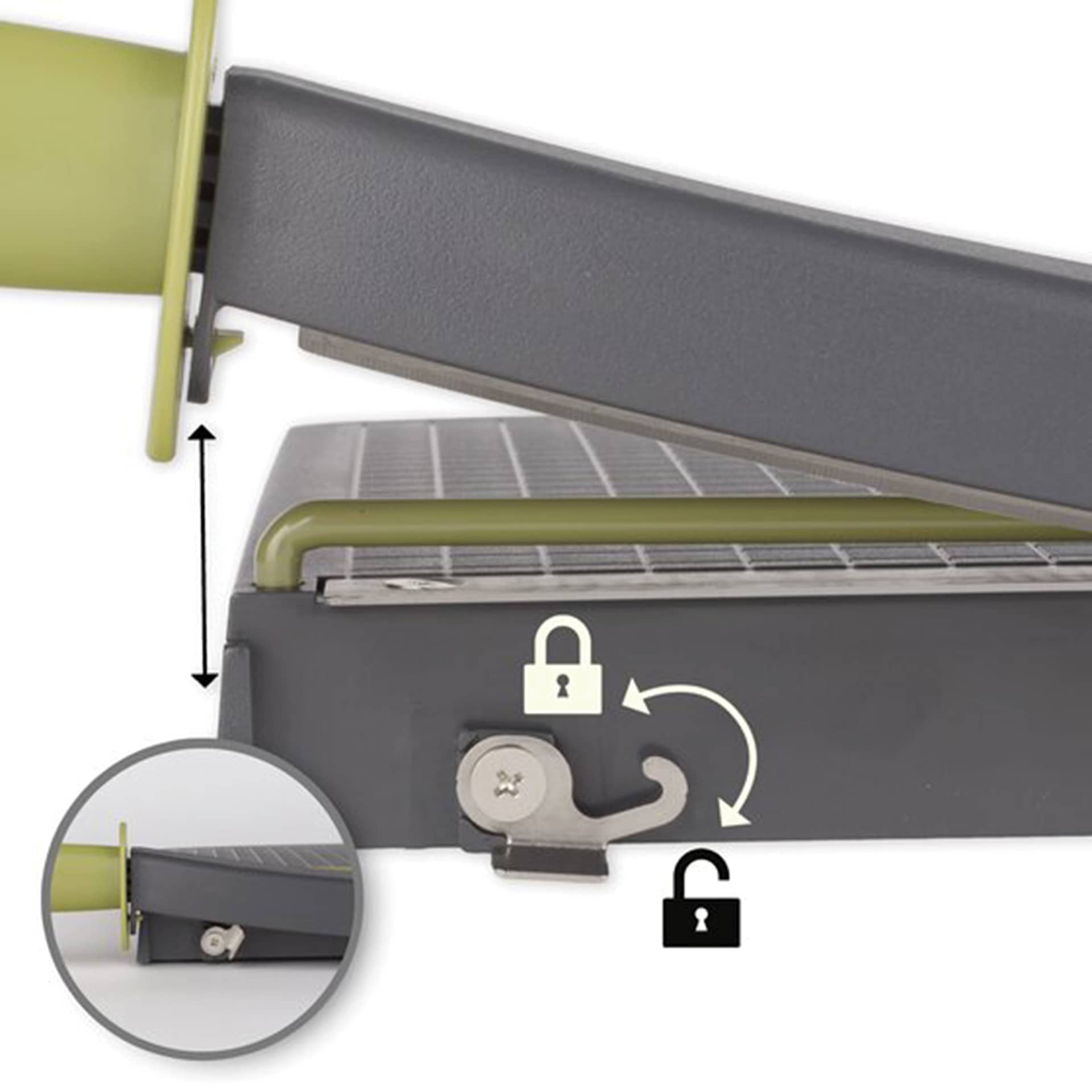 Swingline ClassicCut Lite Guillotine Trimmer - 12" showing locking mechanisms