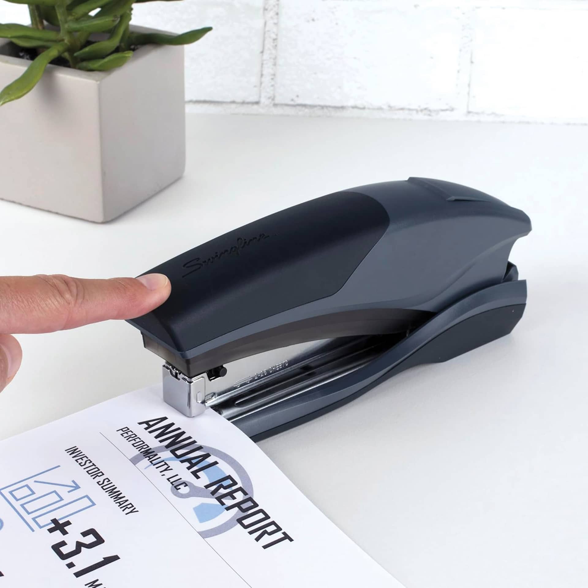 Swingline Optima 25 Reduced Effort Stapler being used