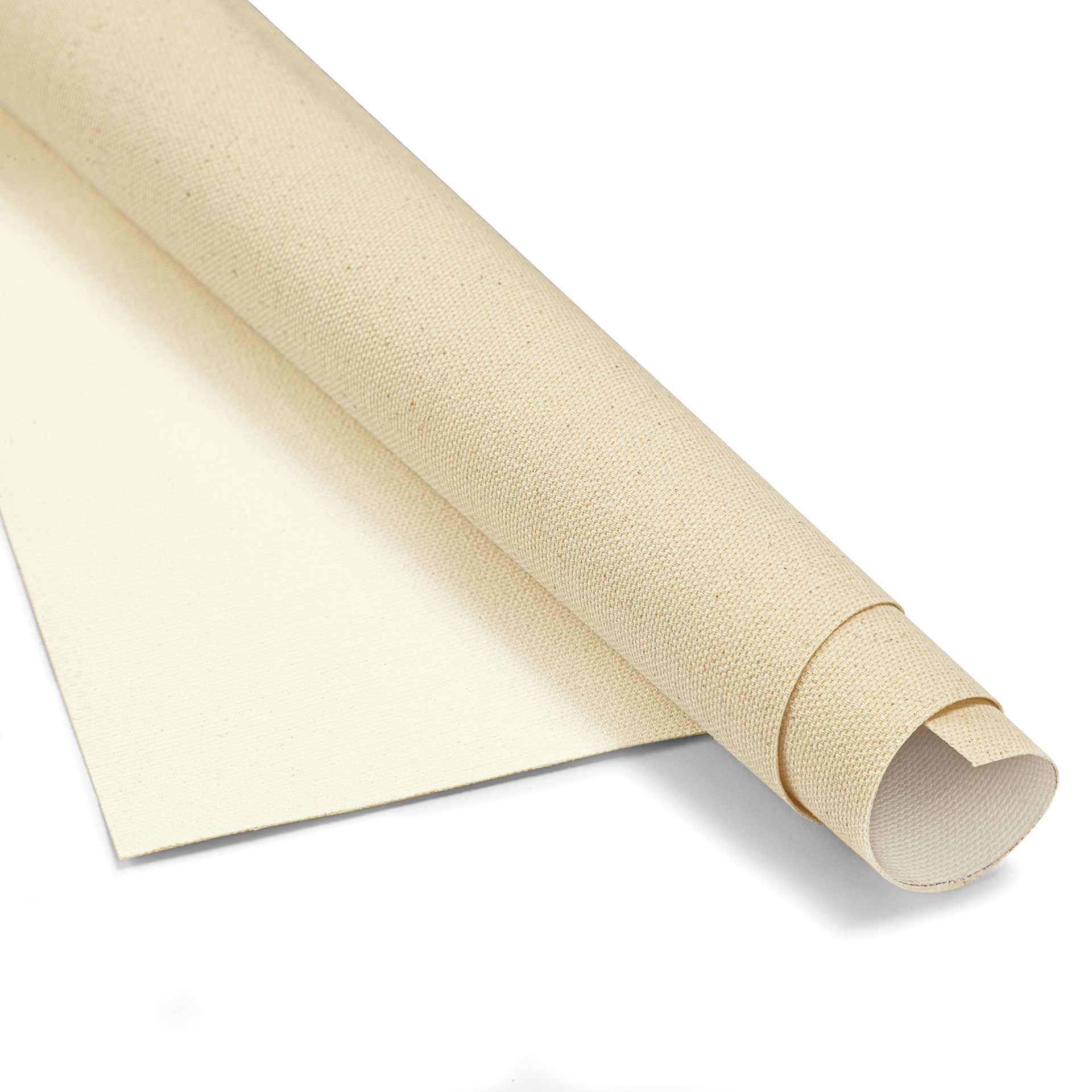 Blick Acrylic Primed Cotton Canvas - Medium, 64-1/2" x 6 yards, Acrylic Primed, by the Roll, close-up of rol