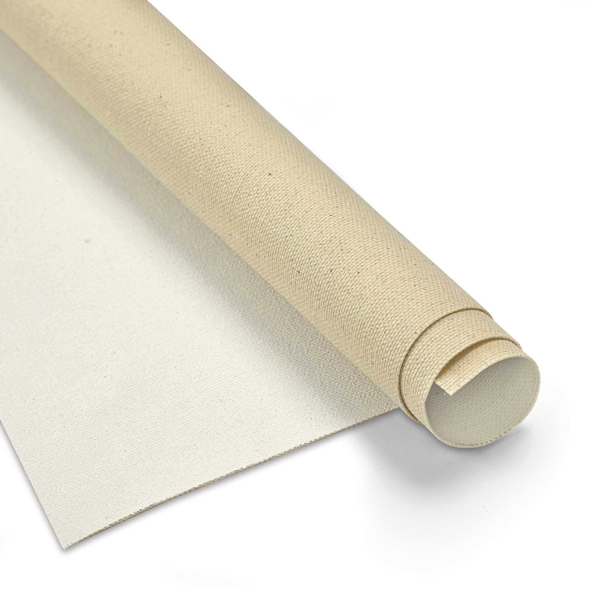 Blick Acrylic Primed Cotton Canvas - Medium, 72" x 50 yd, 12 oz, by the Roll, close-up of roll