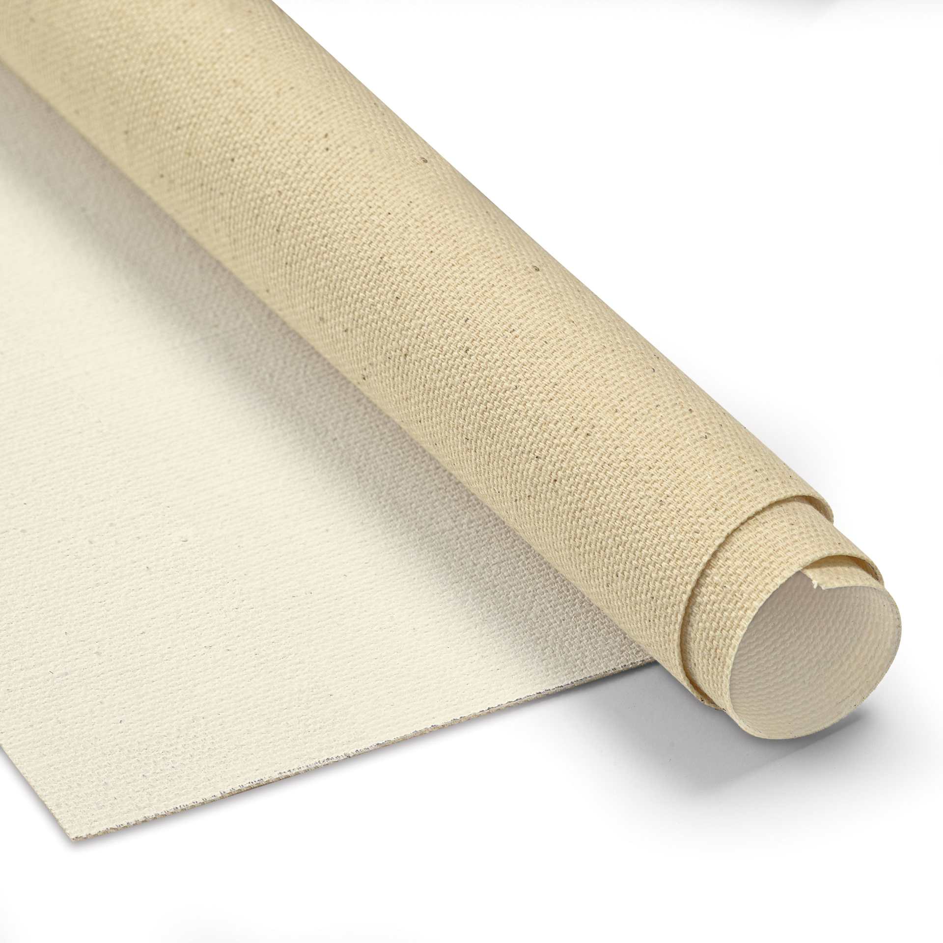 Blick Acrylic Primed Cotton Canvas - Portrait Smooth, 72" x 50 yd, 11 oz, by the Roll, close-up of roll
