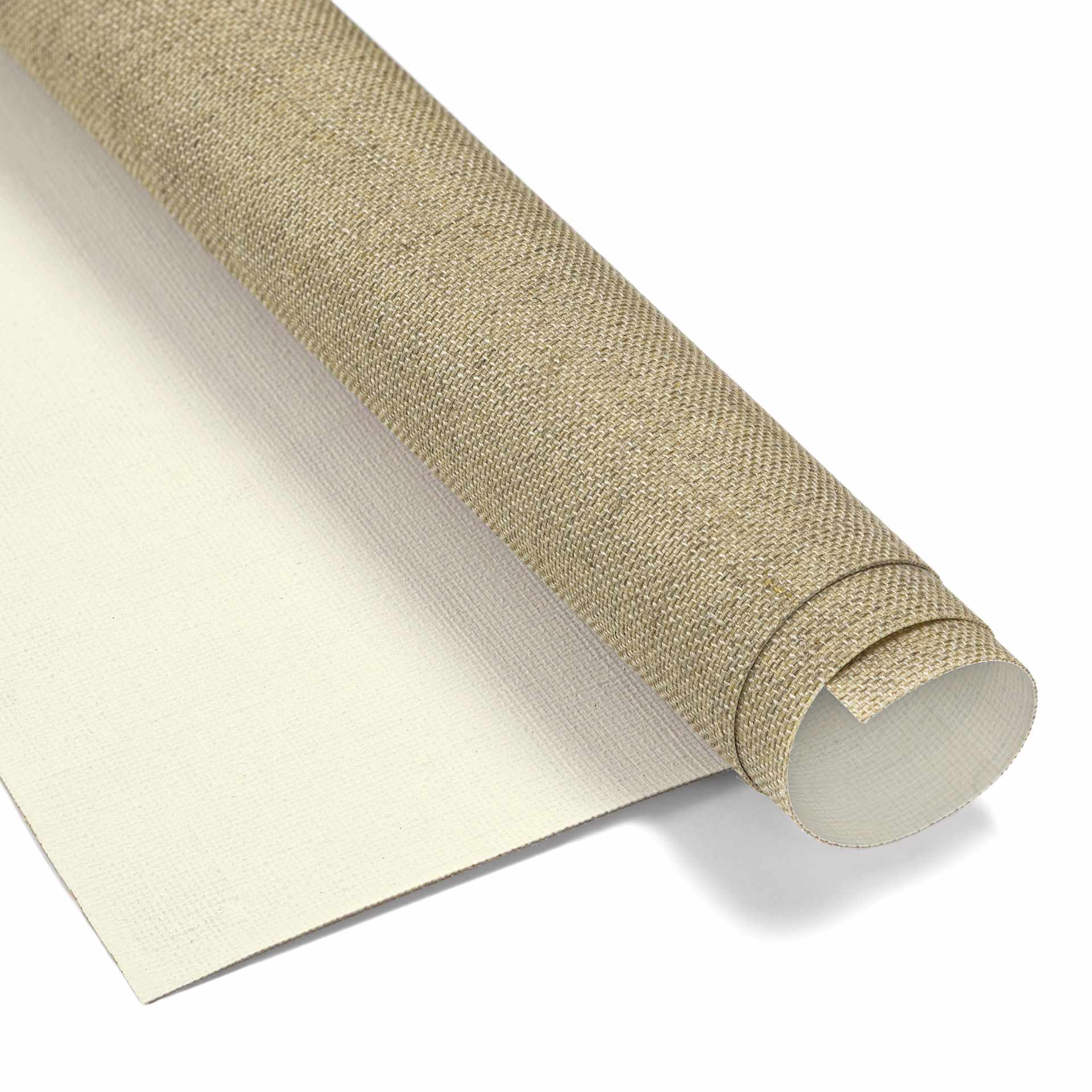 Artfix Linen Canvas Roll - 85" x 5 1/2 yd , Double Universal Acrylic Primed, Medium Texture, close-up of roll