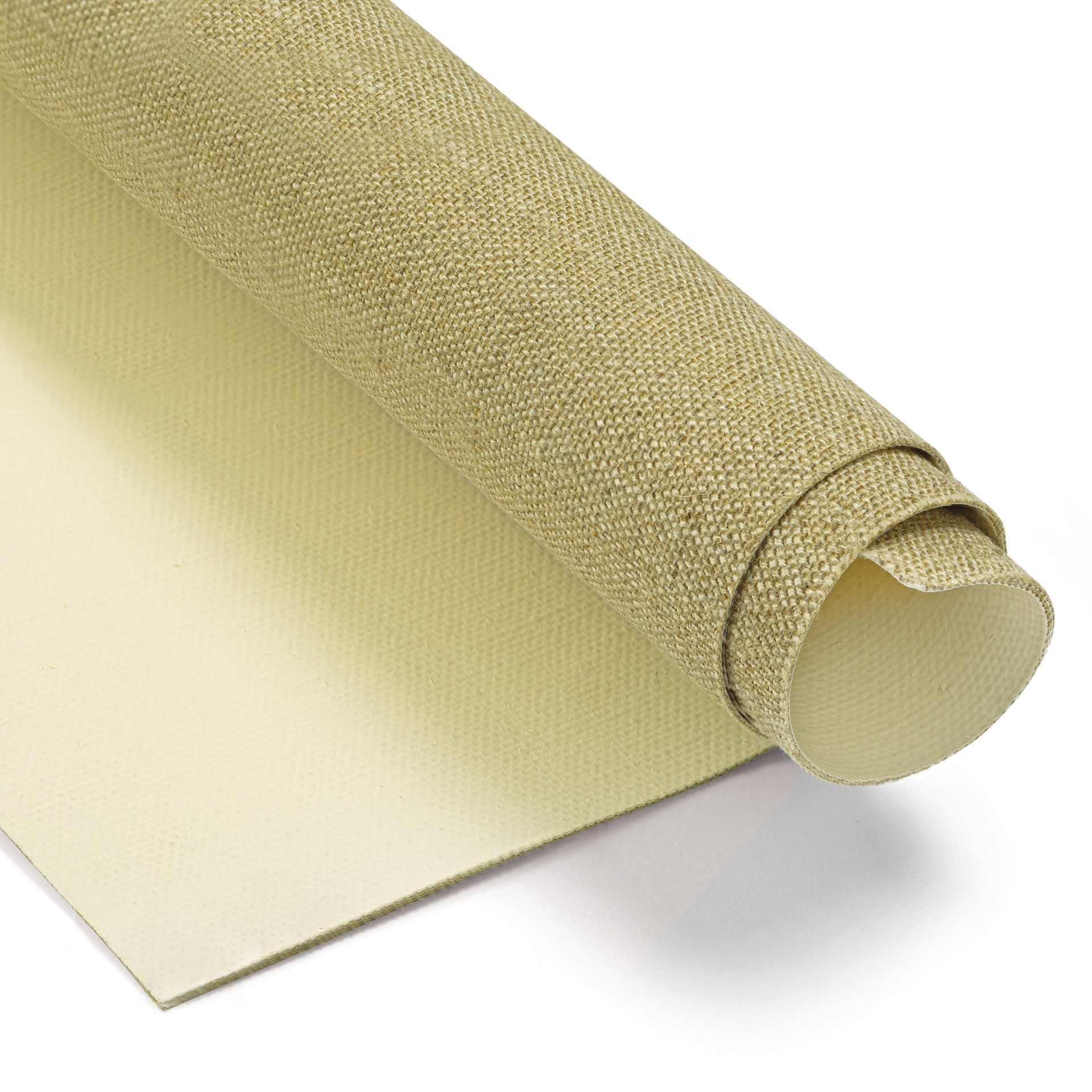 Artfix Linen Canvas Roll - 85" x 5 1/2 yd, Double Oil Primed, Mural, close-up of roll
